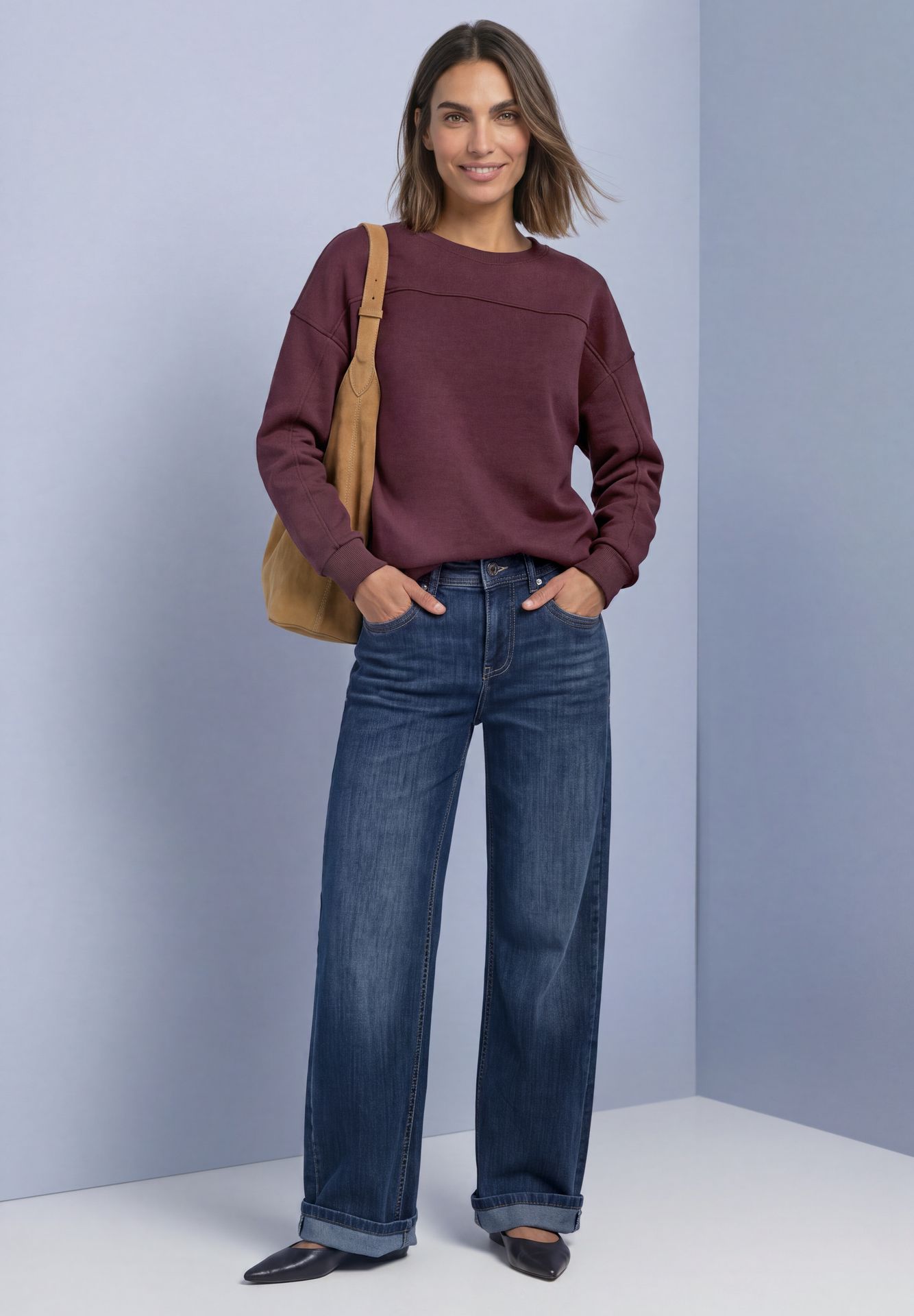 Street-One A304076 Crewneck w. Dividing Seam rustic rouge 2900165765050