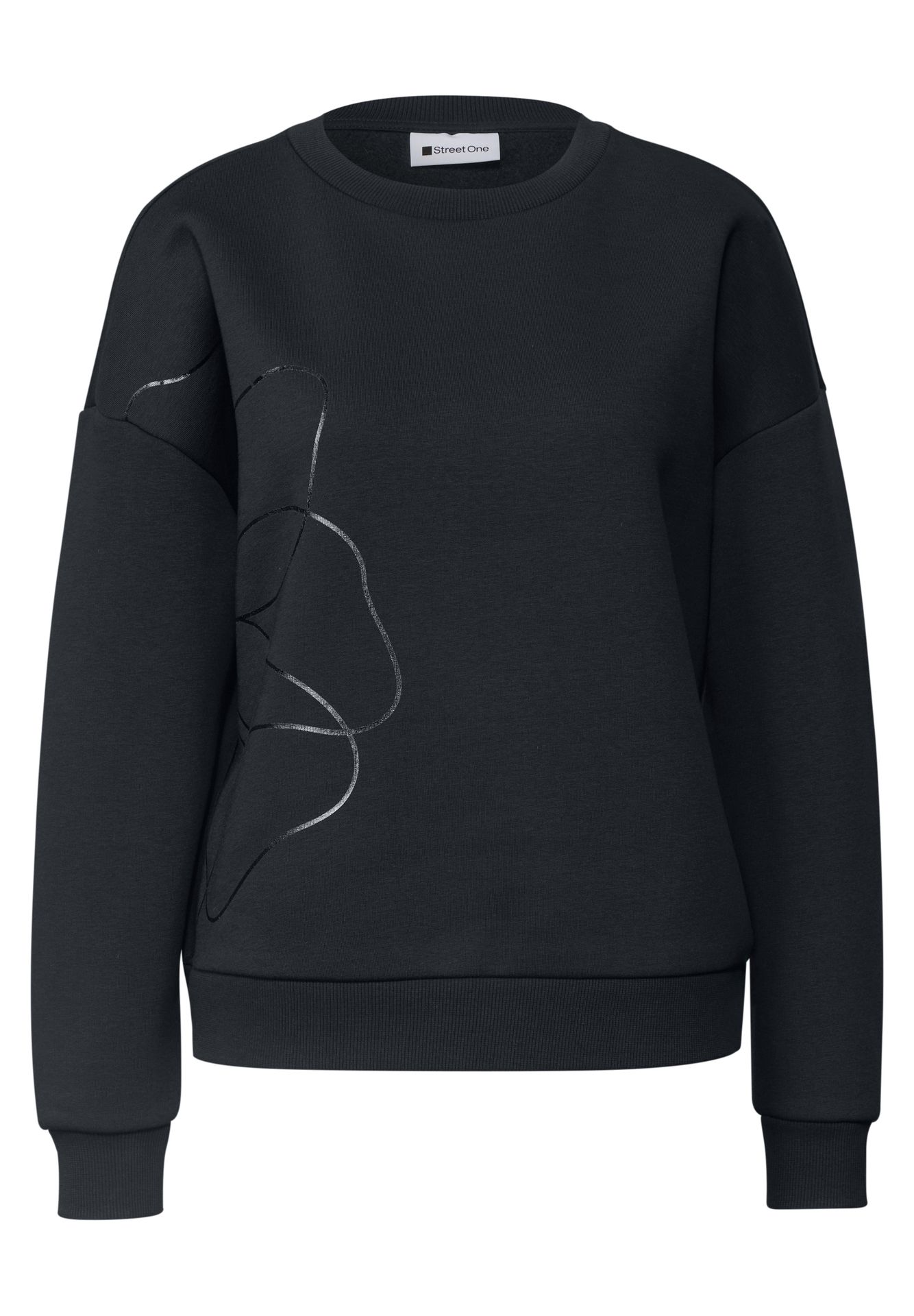 Street-One A304077 Loose Fit Crewneck w. Flowe indigo night 00118046-EKA19000200000960