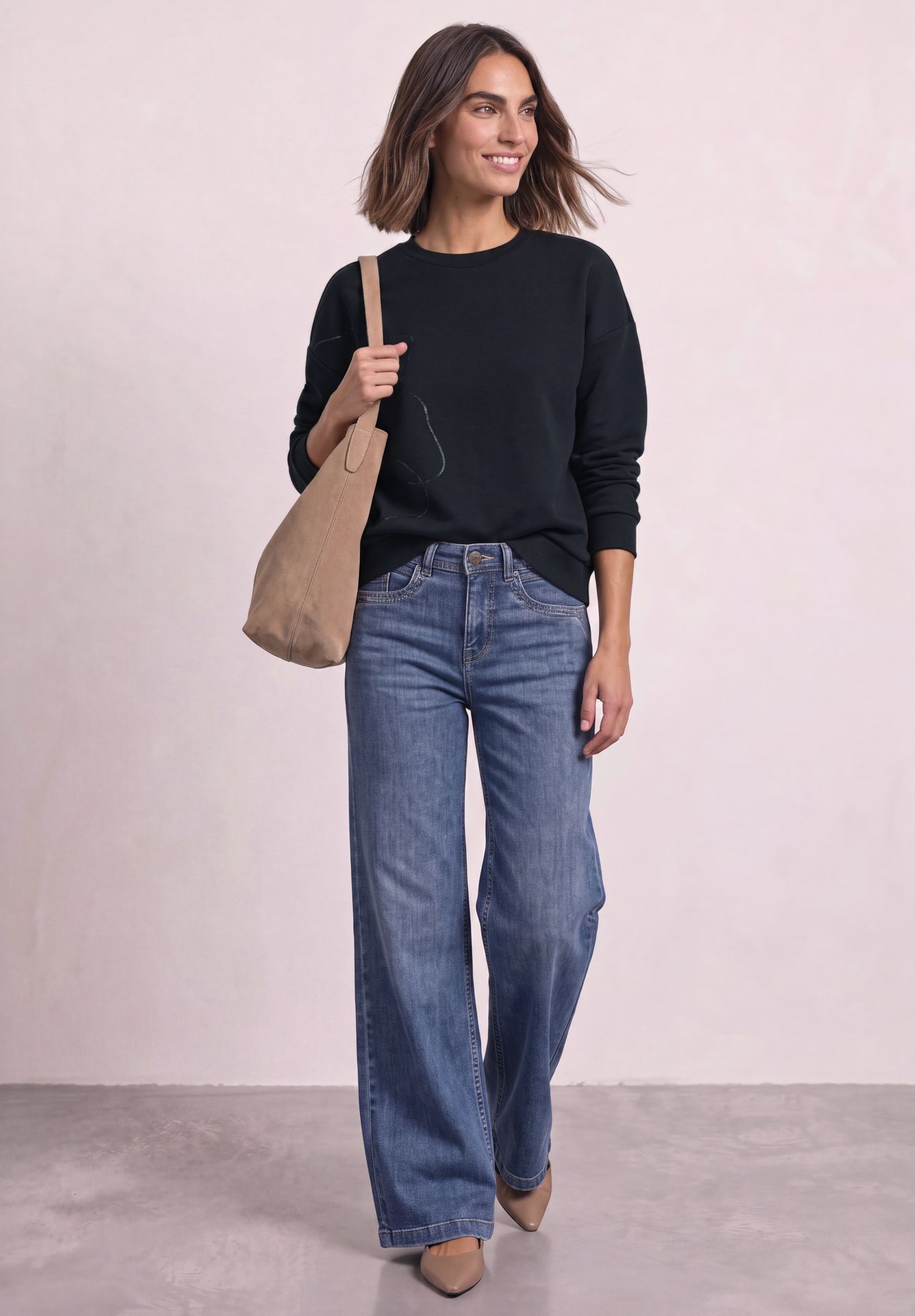 Street-One A304077 Loose Fit Crewneck w. Flowe indigo night 2900165769058