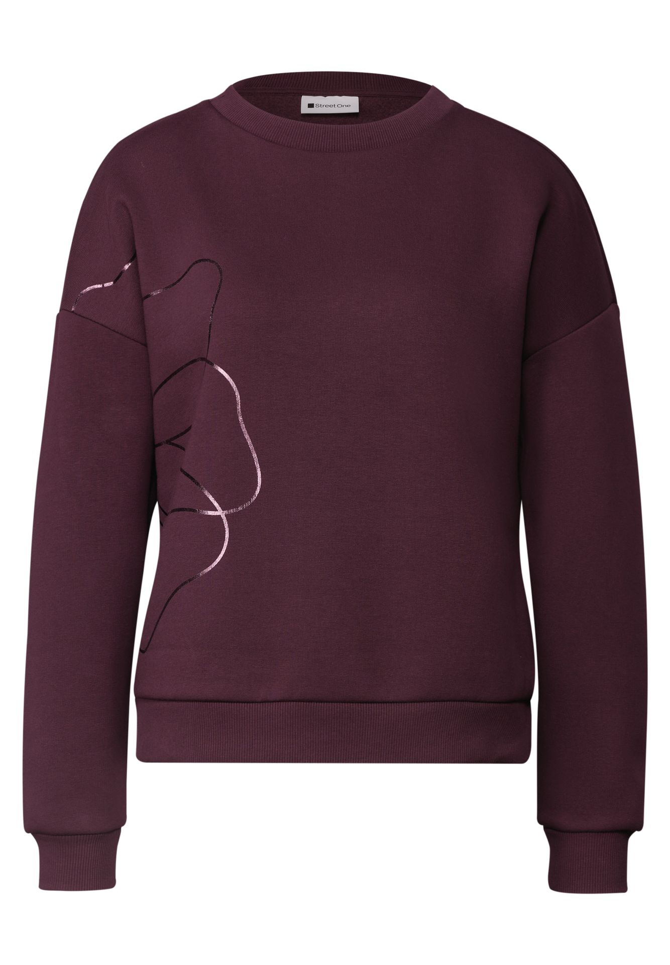Street-One A304077 Loose Fit Crewneck w. Flowe rustic rouge 00118046-EKA19000200000981