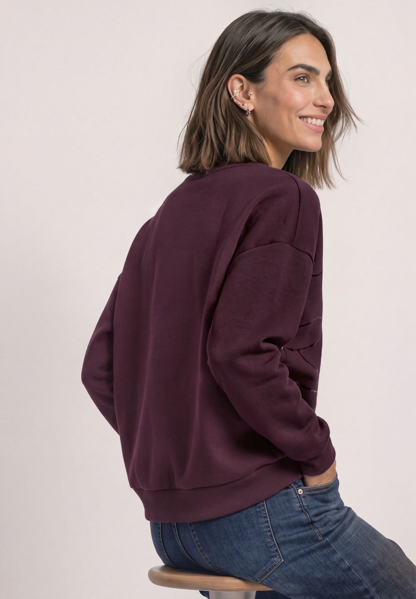 Street-One A304077 Loose Fit Crewneck w. Flowe rustic rouge 2900165768037