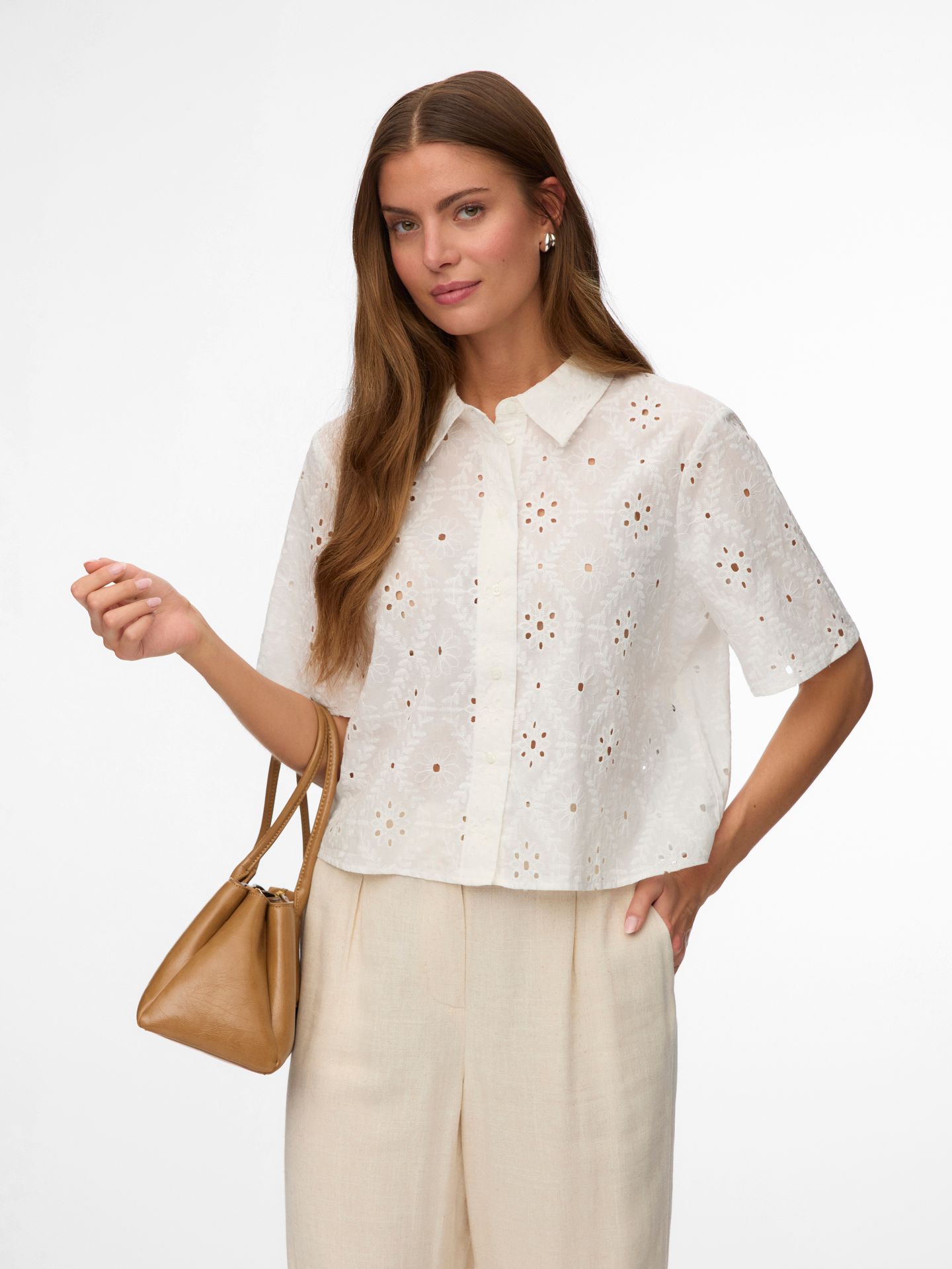 Vero Moda VMELIZA SHORT 2/4 SLEEVE SHIRT WVN Snow White 00118107-EKA26011400000350