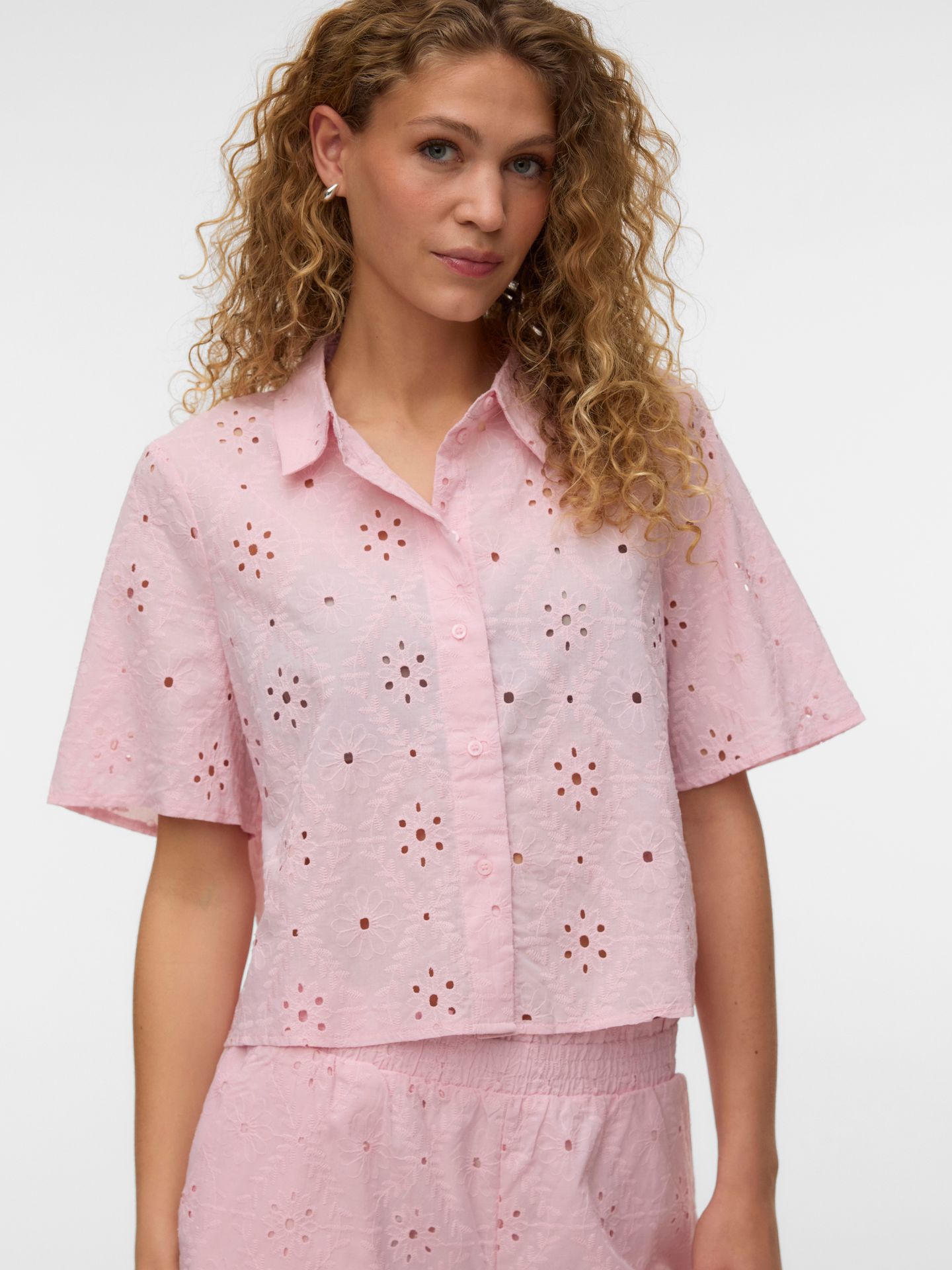 Vero Moda VMELIZA SHORT 2/4 SLEEVE SHIRT WVN Pink-A-Boo 00118107-EKA26011400002668