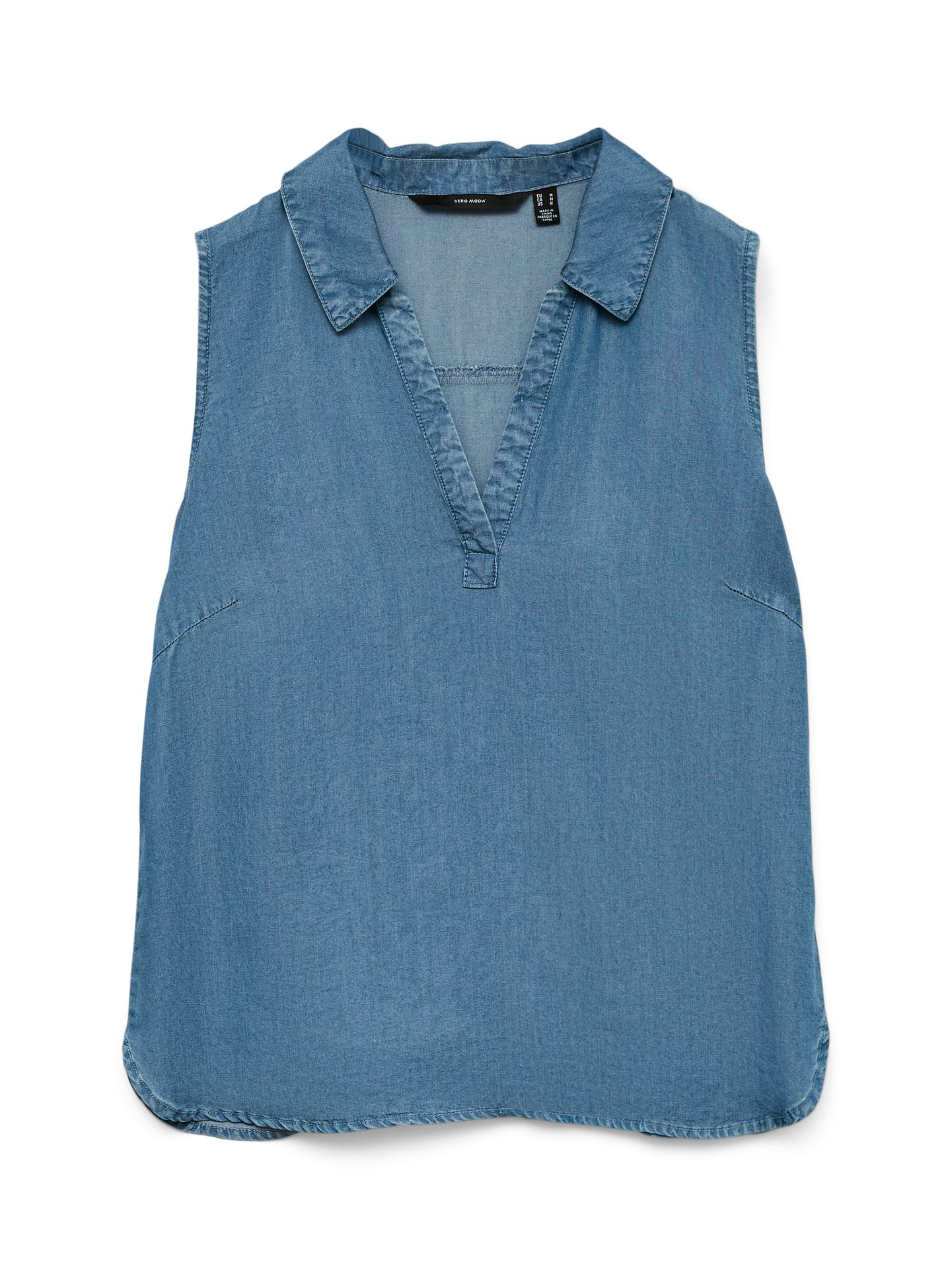 Vero Moda VMHARPER SL COLLAR SHORT TENCEL TOP Medium Blue Denim 00118112-EKA26011400000591