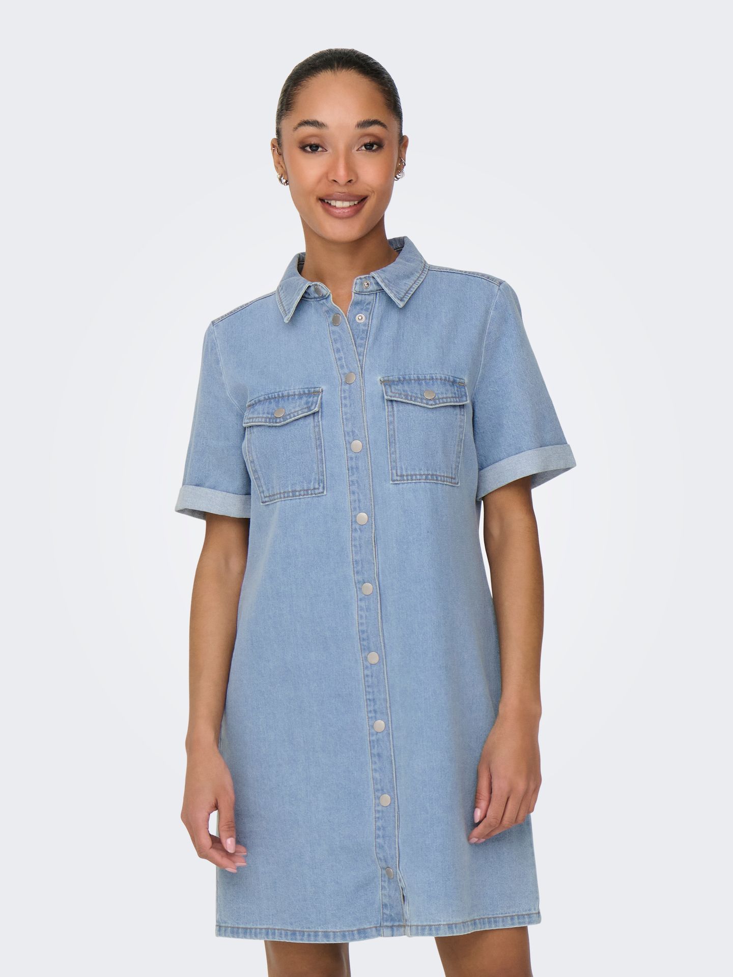 Only JDYESMEE SS BUTTON DRESS DNM Light Blue Denim 2900165921050