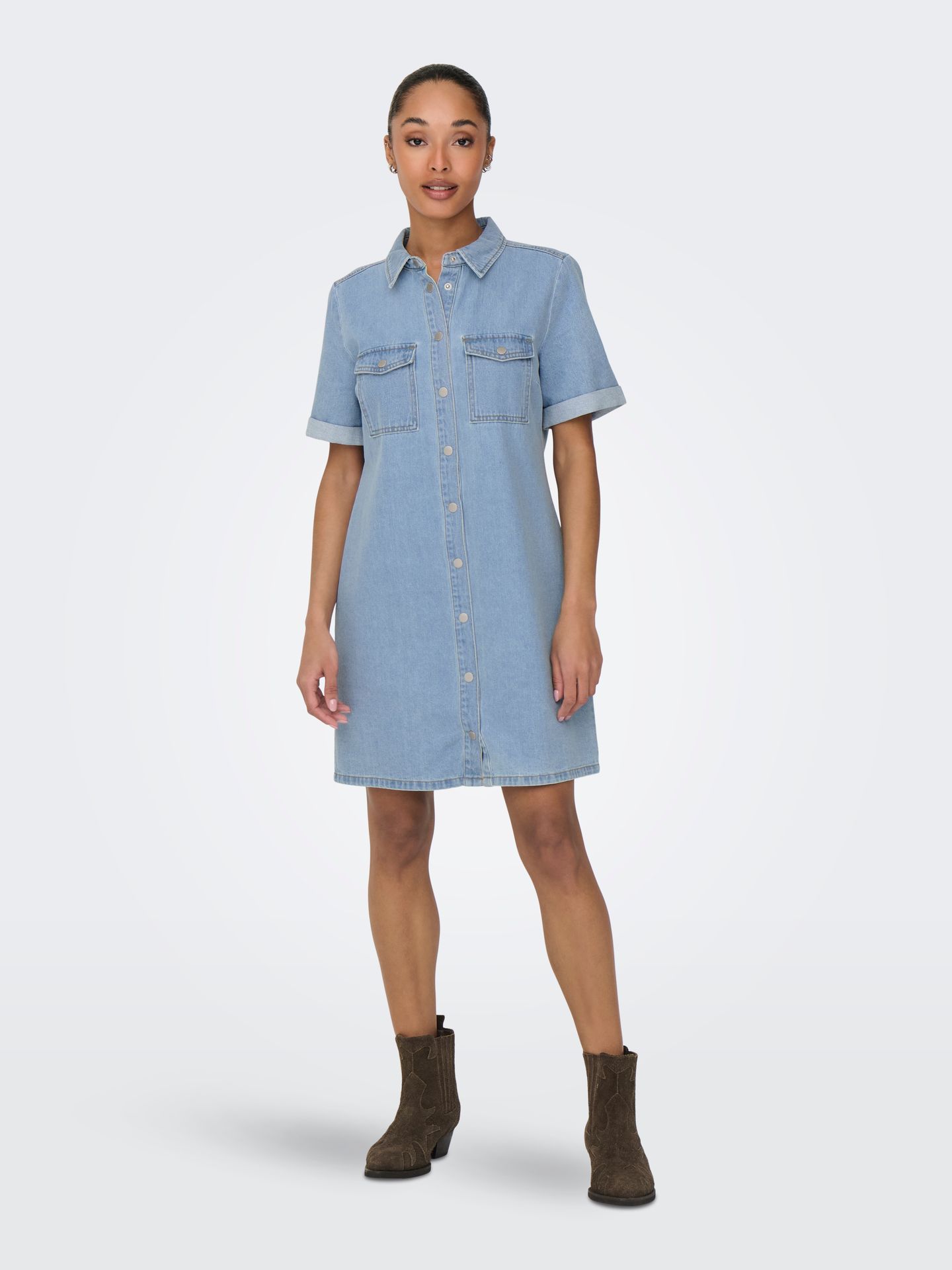 Only JDYESMEE SS BUTTON DRESS DNM Light Blue Denim 2900165921050