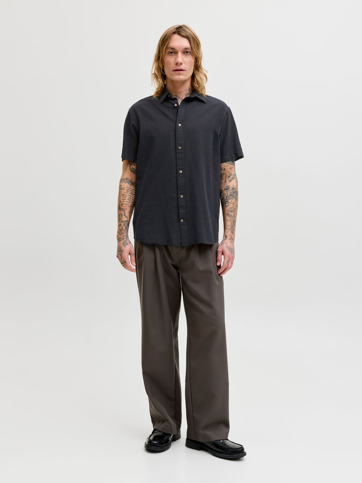 Jack & Jones JJESUMMER LINEN BLEND SHIRT S/S SN Black 2900165928011
