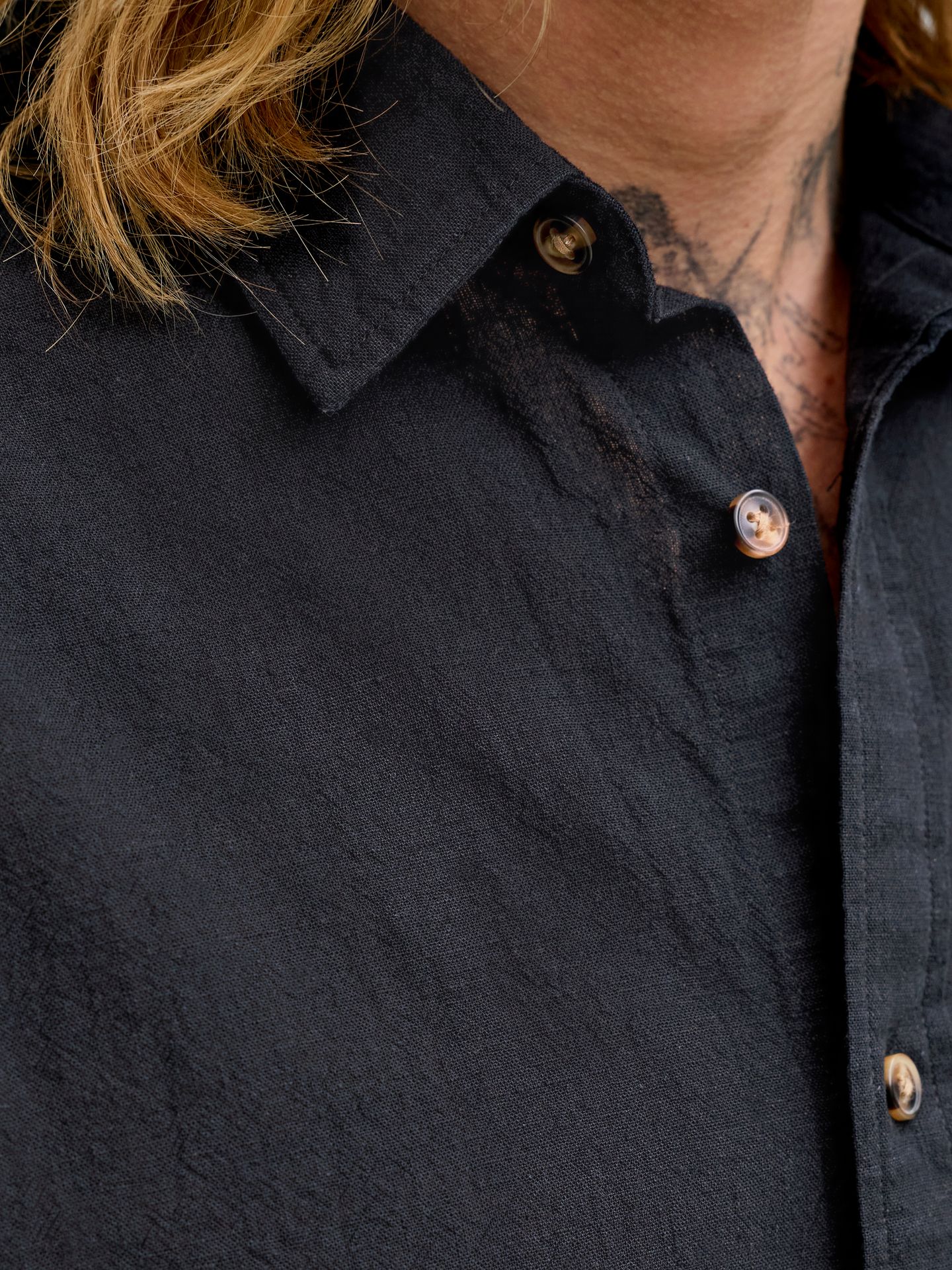 Jack & Jones JJESUMMER LINEN BLEND SHIRT S/S SN Black 2900165928011