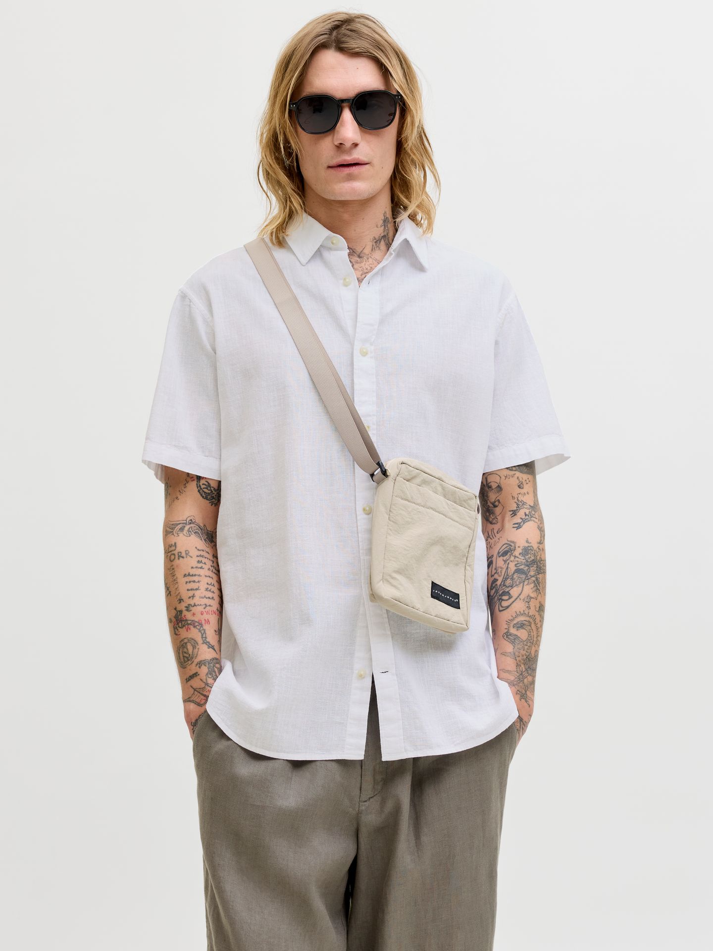 Jack & Jones JJESUMMER LINEN BLEND SHIRT S/S SN White 00118115-EKA26011400000309