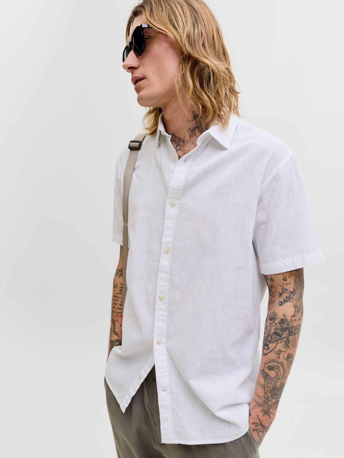 Jack & Jones JJESUMMER LINEN BLEND SHIRT S/S SN White 2900165925058