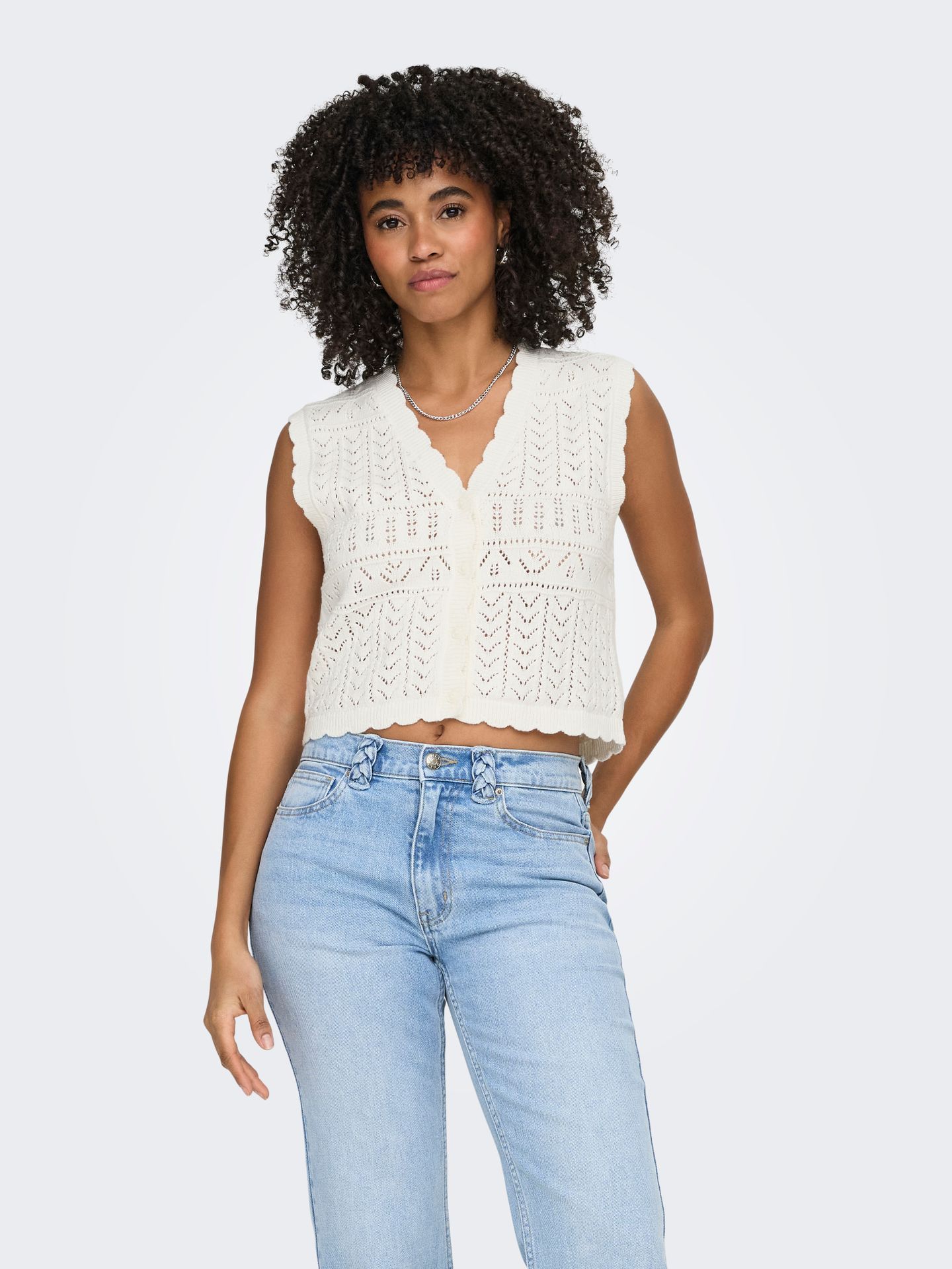 Only ONLIRINA V-NECK BUTTON VEST KNT NOO Cloud Dancer 2900165958018