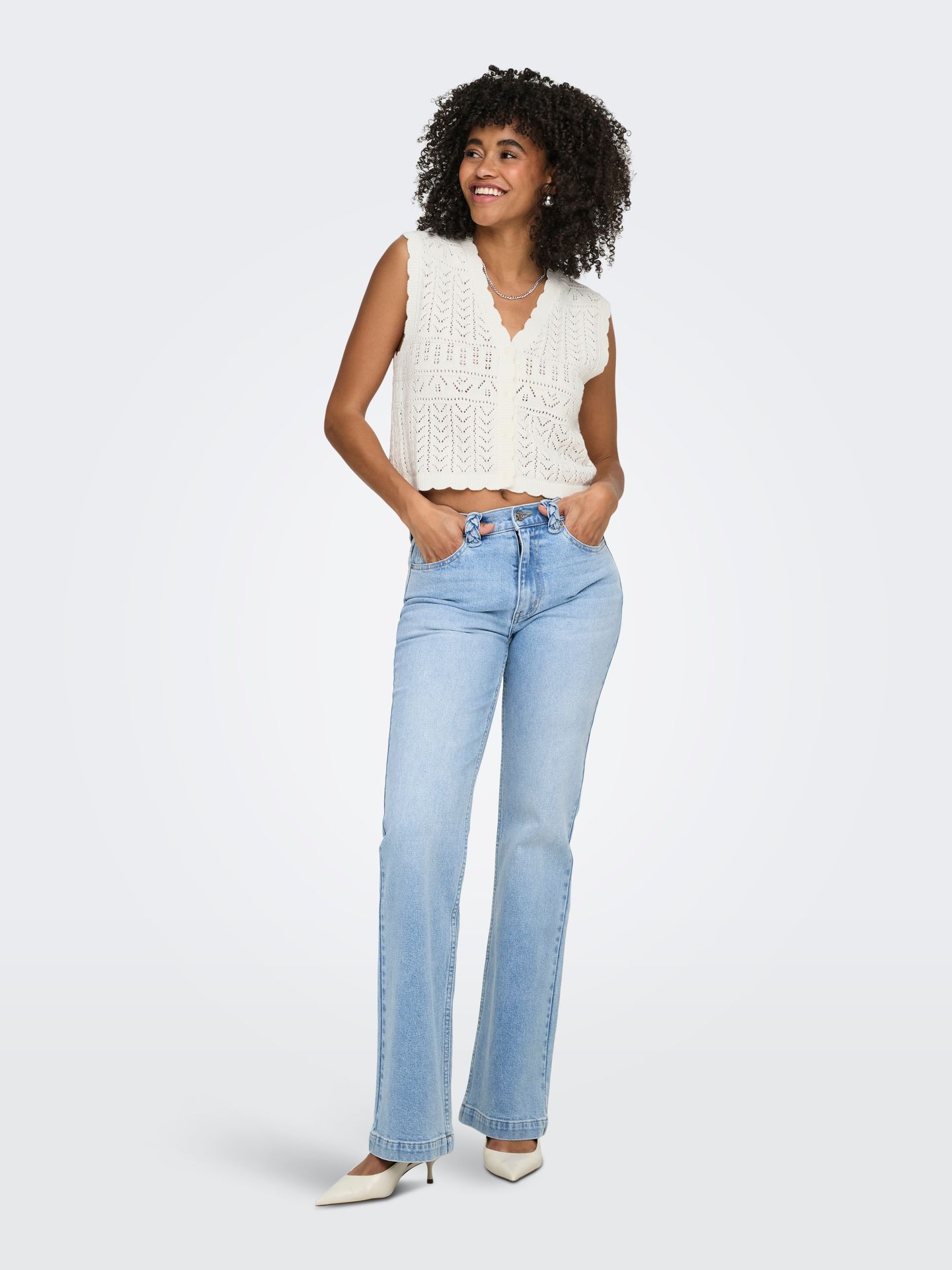 Only ONLIRINA V-NECK BUTTON VEST KNT NOO Cloud Dancer 2900165958018