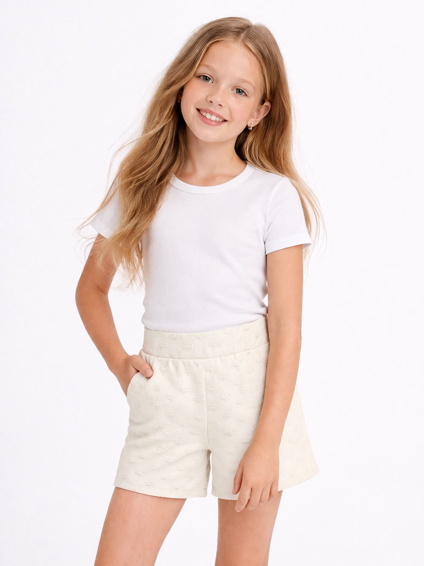 Kids Only KOGSIMONE WIDE HEART SHORTS SWT Tofu/Black Bean 2900165941010