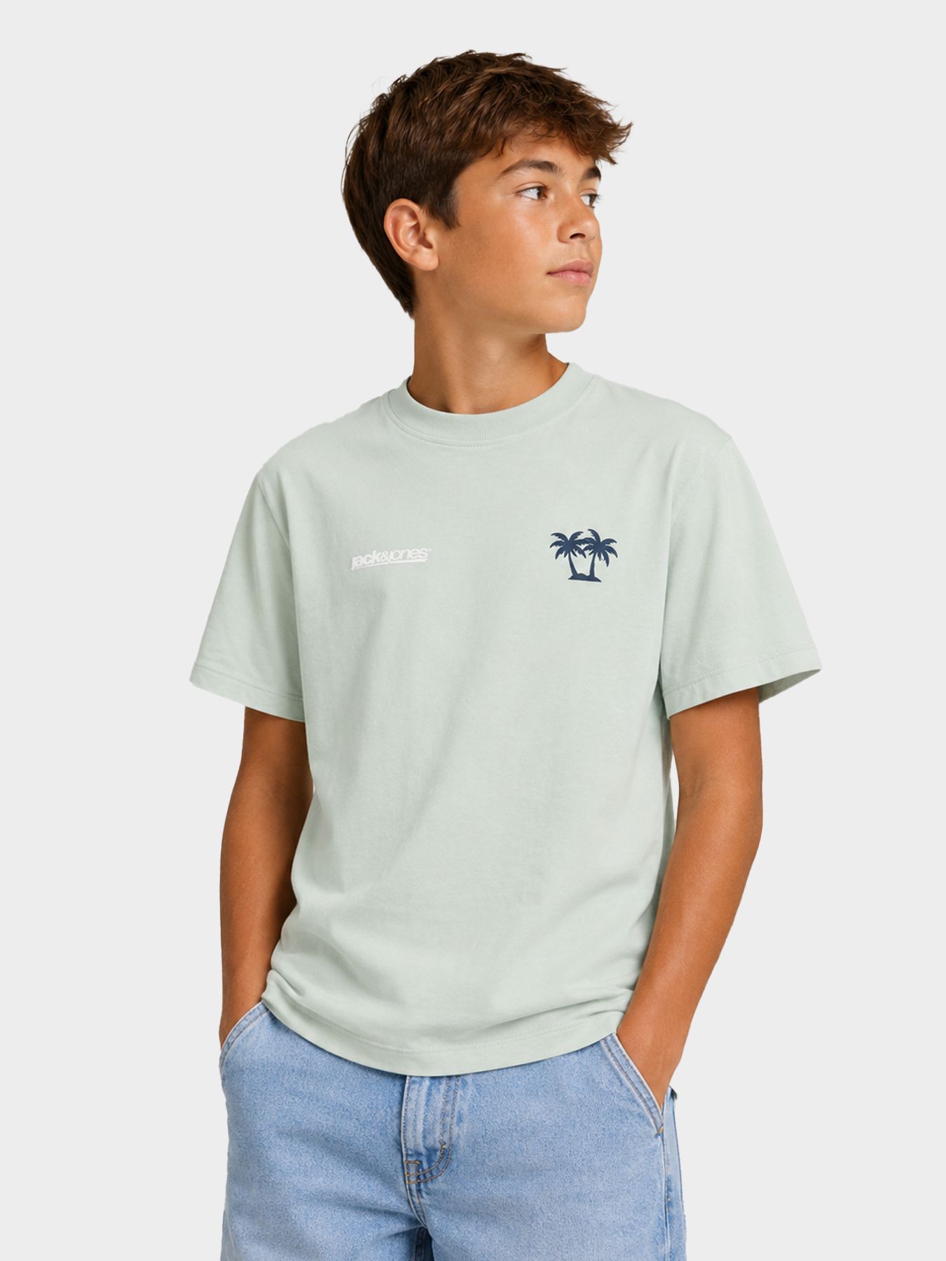 Jack & Jones JCOCLUB BACK IMAGERY TEE SS CN JNR Aqua Gray 00118140-EKA26011400002613