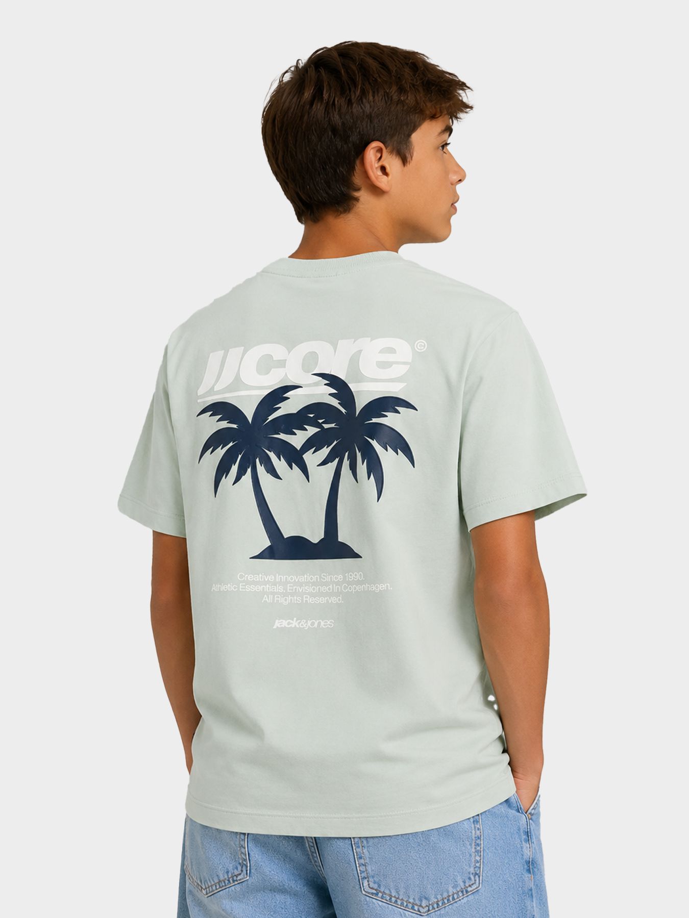 Jack & Jones JCOCLUB BACK IMAGERY TEE SS CN JNR Aqua Gray 2900165994023