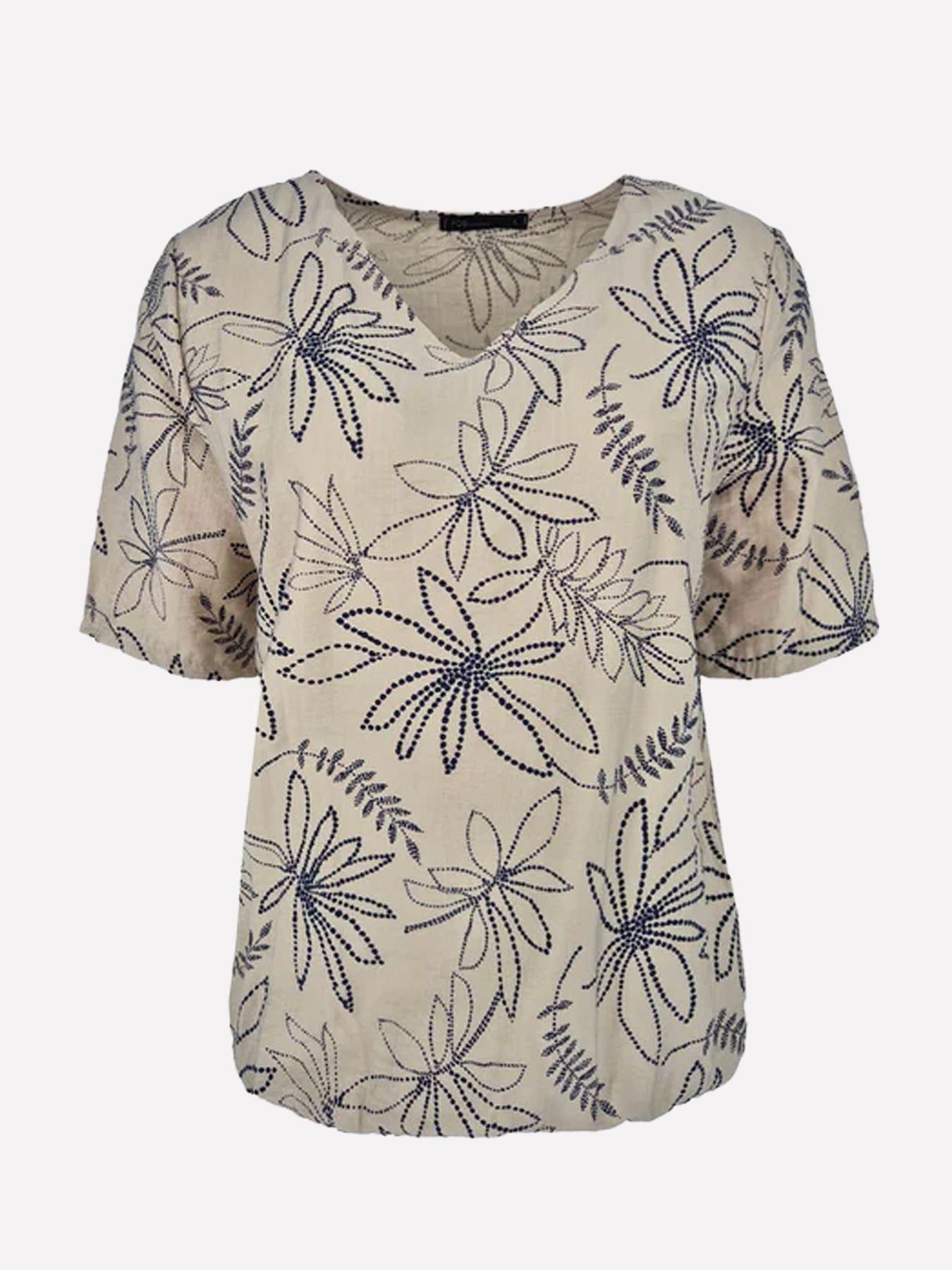 Fos Fashion 7728 Vivi bloem stip puf Beige 2900166035077