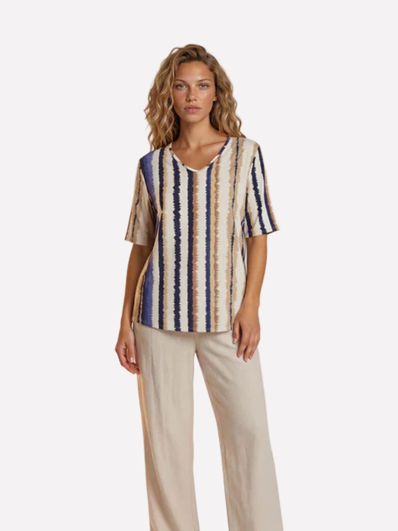 Fos Fashion 7740 Vivi multi streep Navy 00118160-599