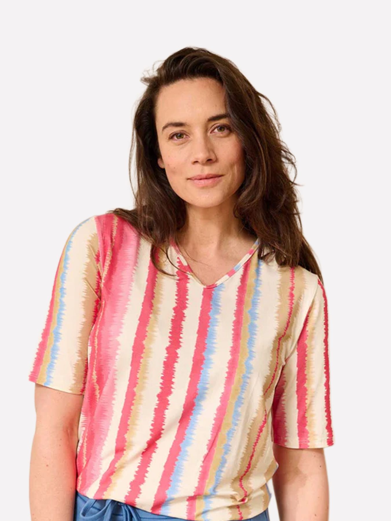 Fos Fashion 7740 Vivi multi streep Fuchsia 00118160-F1
