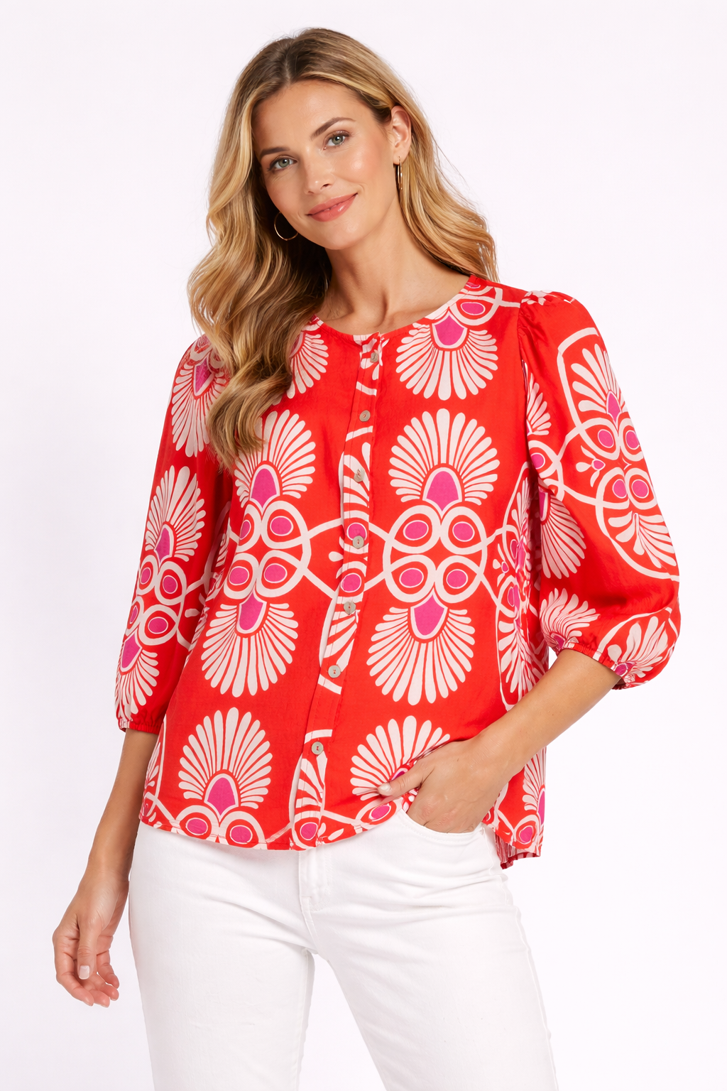 Esqualo Blouse R/neck Heartfelt 999 print 2900166068143