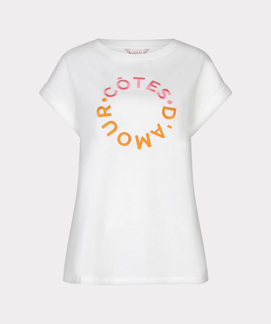 Esqualo T-shirt rolled up slve â€œcotes dâ€™amour" 920 off white / pink 2900166069072