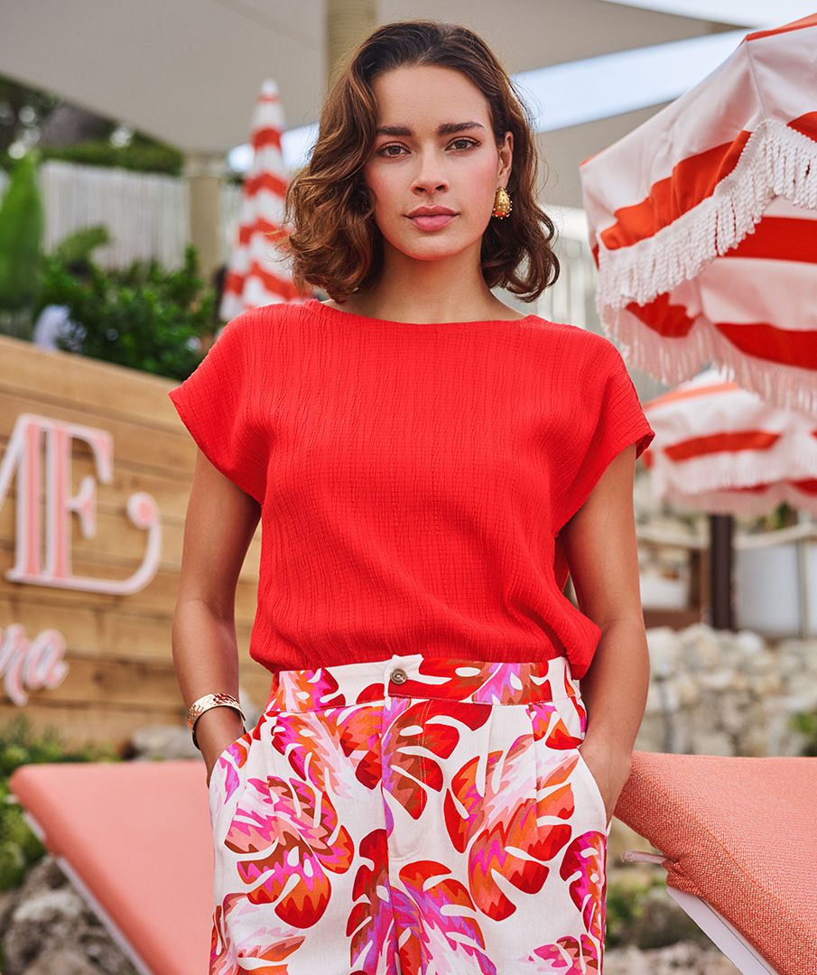 Esqualo Top fancy crinkle 400 red 2900166070139