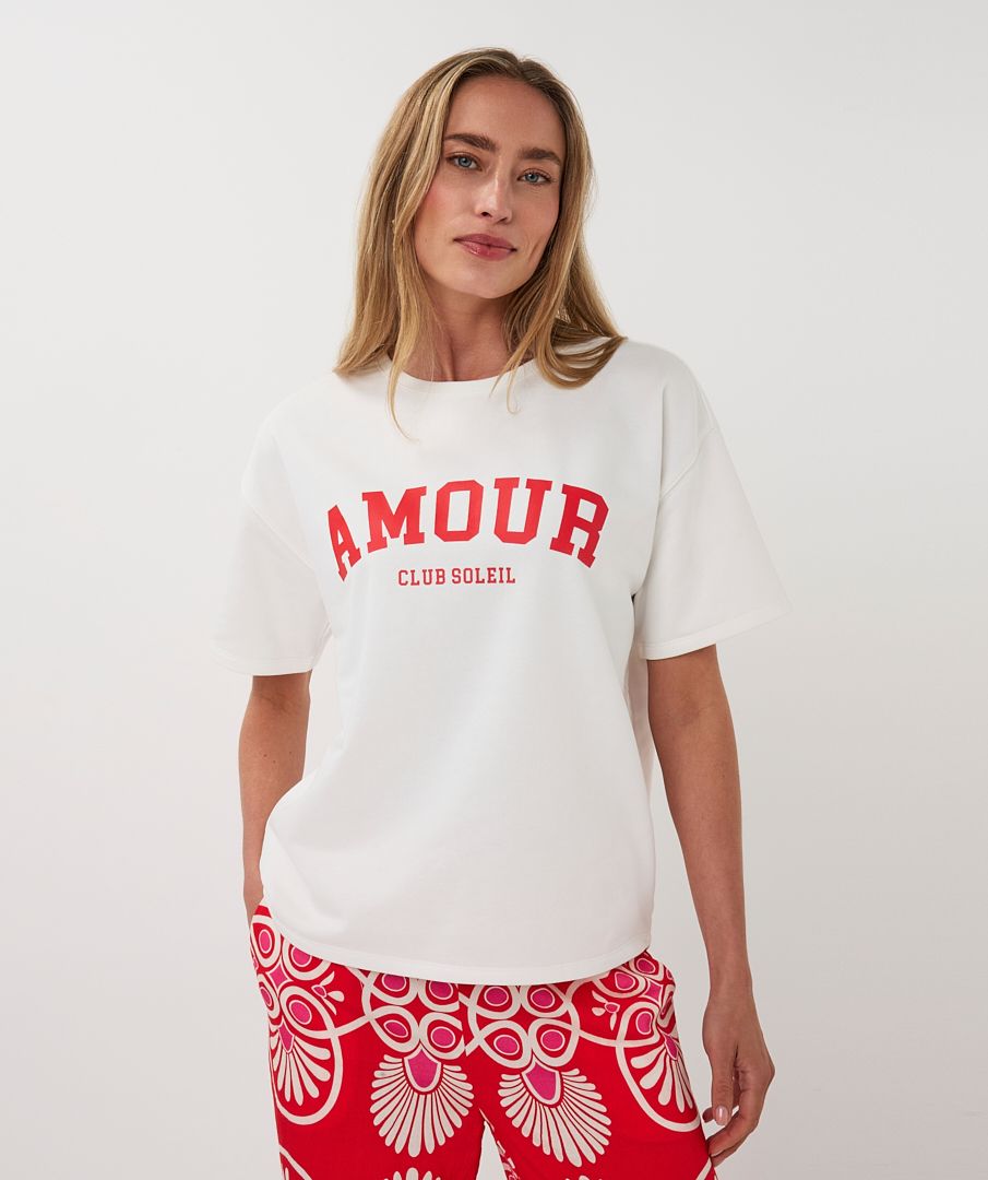 Esqualo T-shirt French Terry 976 off white / red 00118179-EKA26009300000048