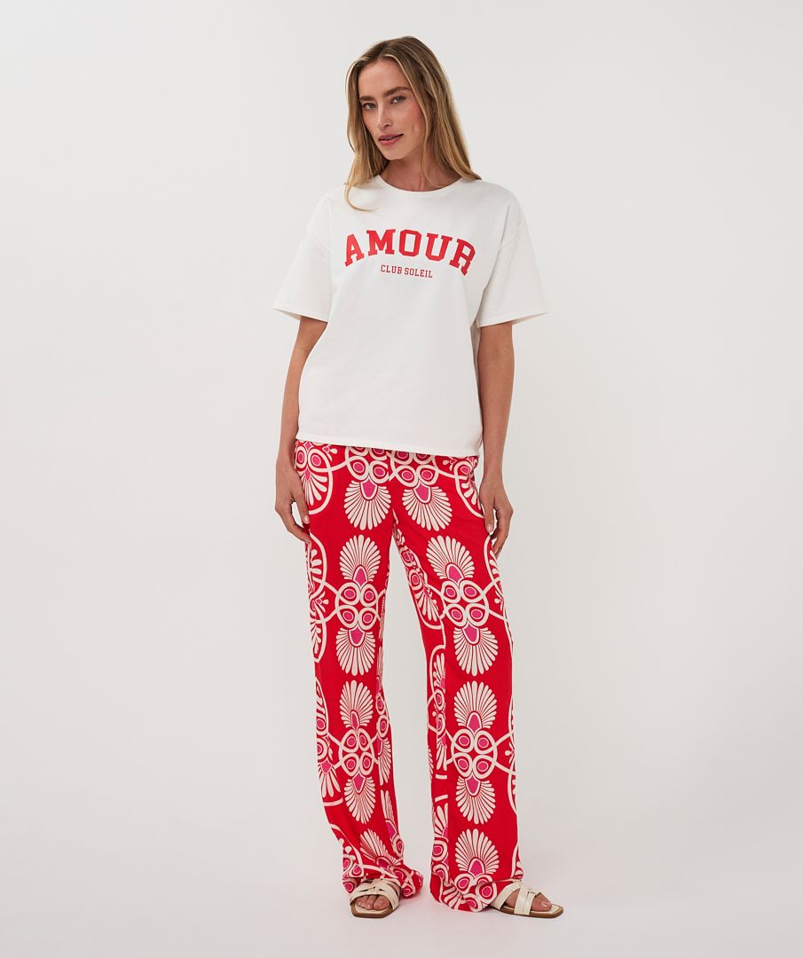 Esqualo T-shirt French Terry 976 off white / red 2900166072041