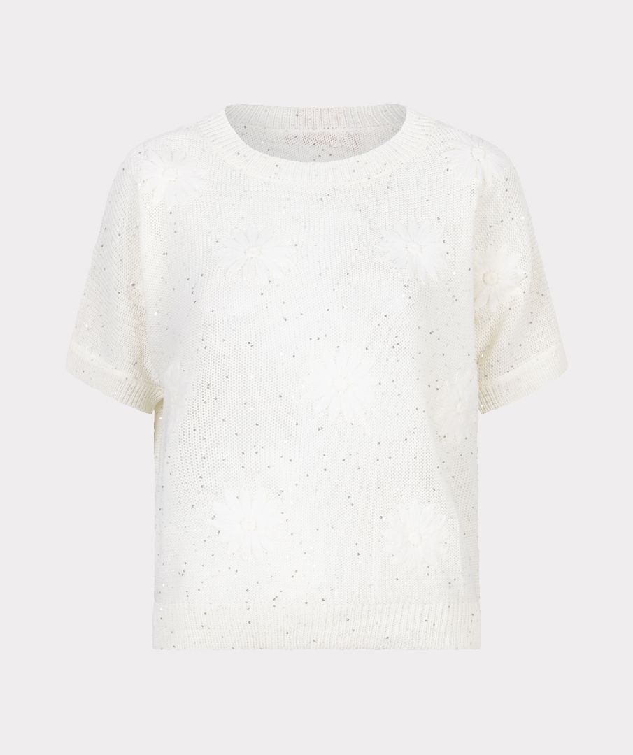 Esqualo Sweater embroidery flowers 120 off white 00118186-EKA26009300000004