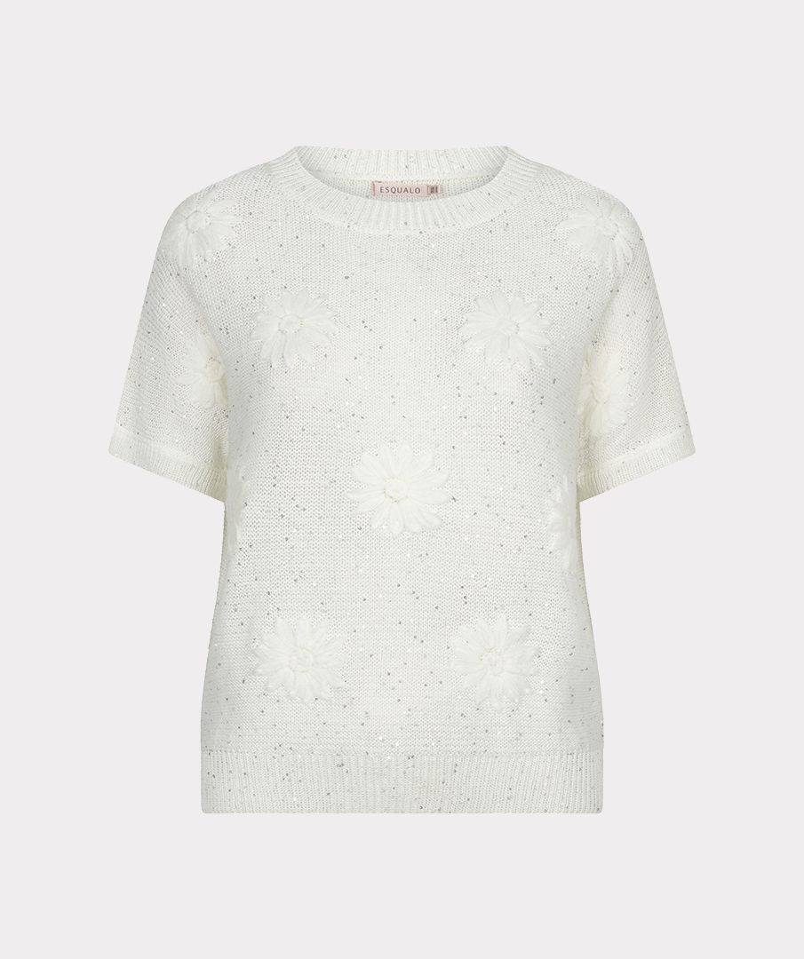 Esqualo Sweater embroidery flowers 120 off white 2900166079064