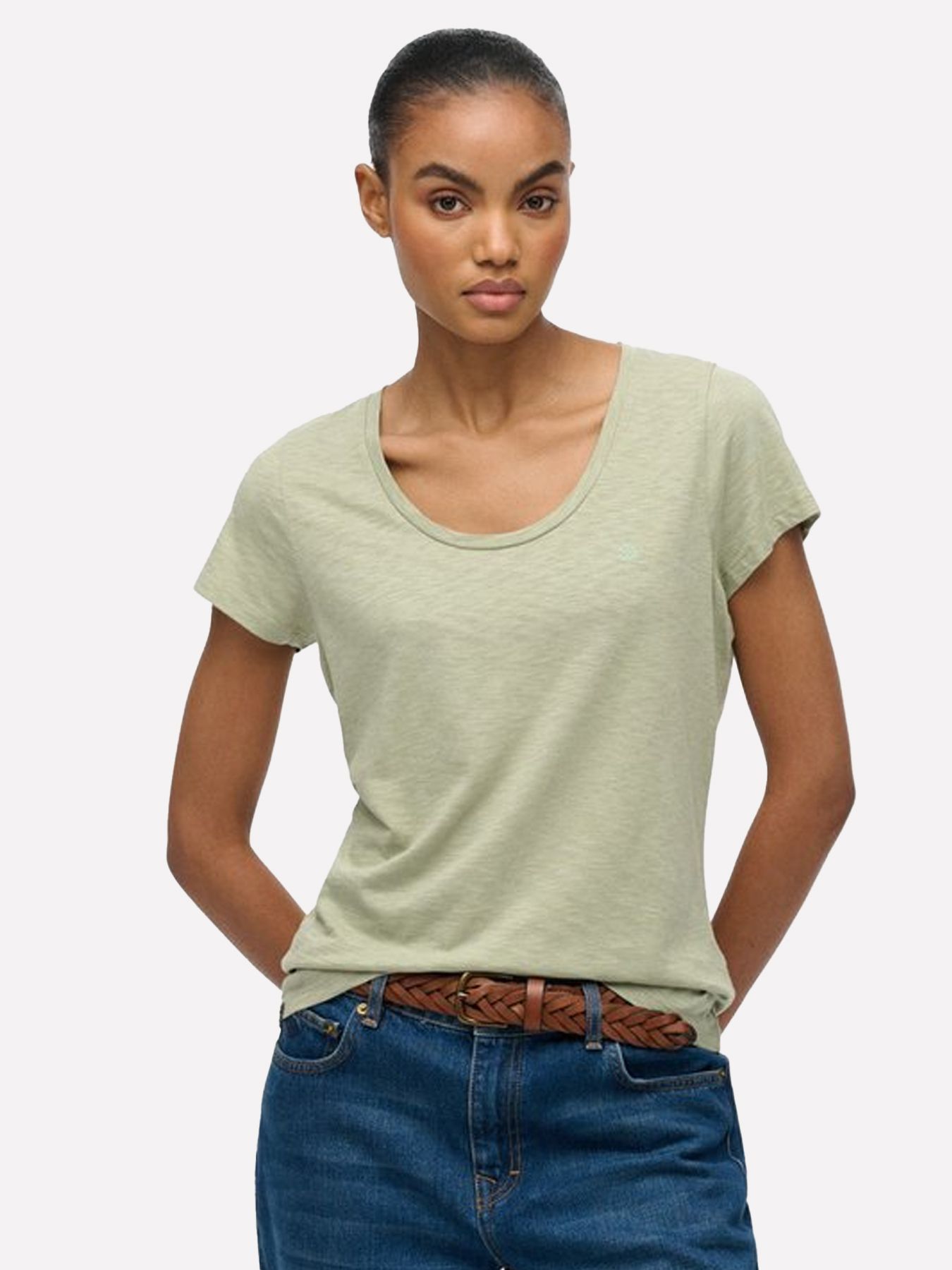 Superdry Studios scoop neck tee Dusty Sage 00118192-N4X