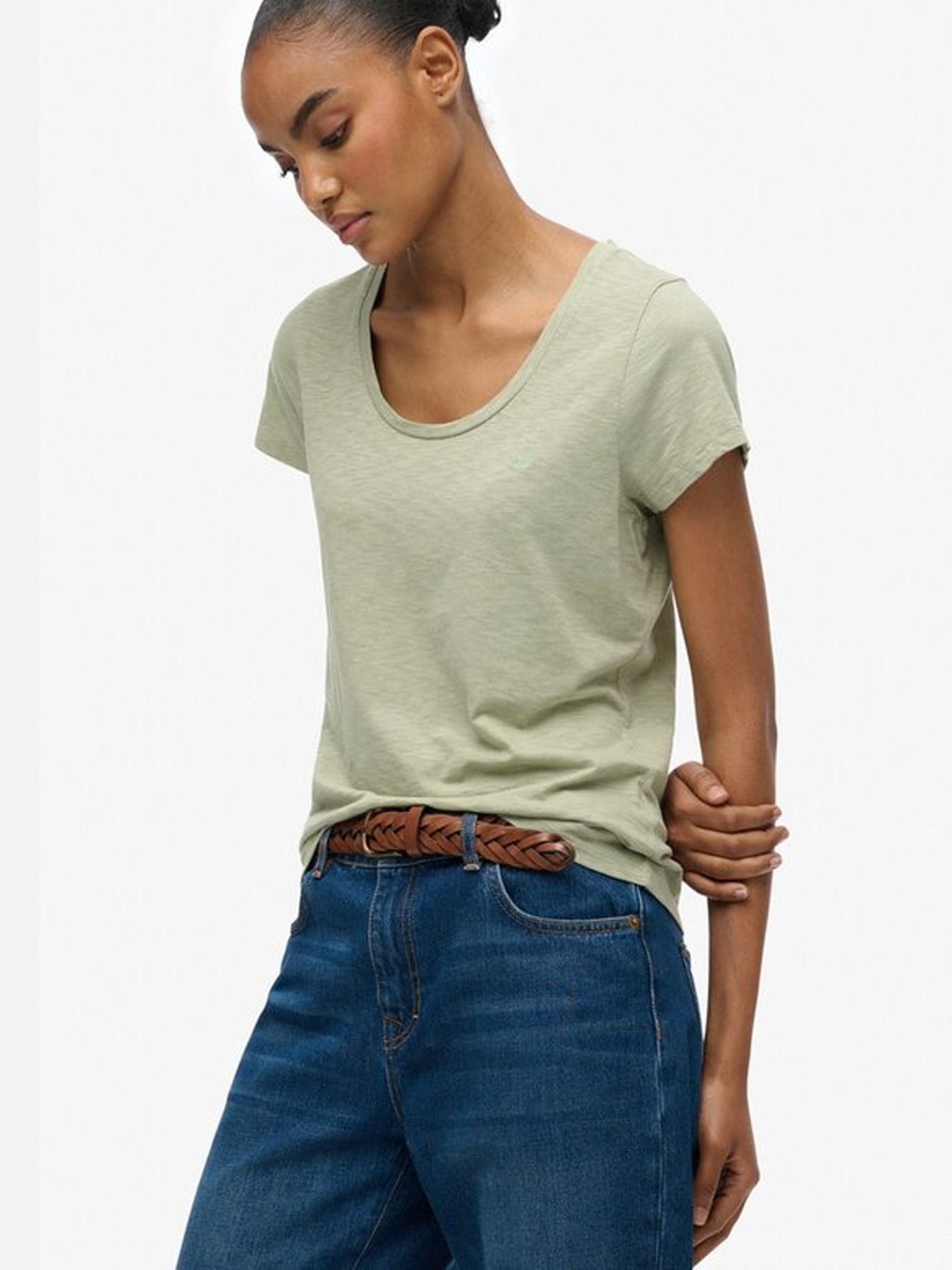 Superdry Studios scoop neck tee Dusty Sage 2900166087069