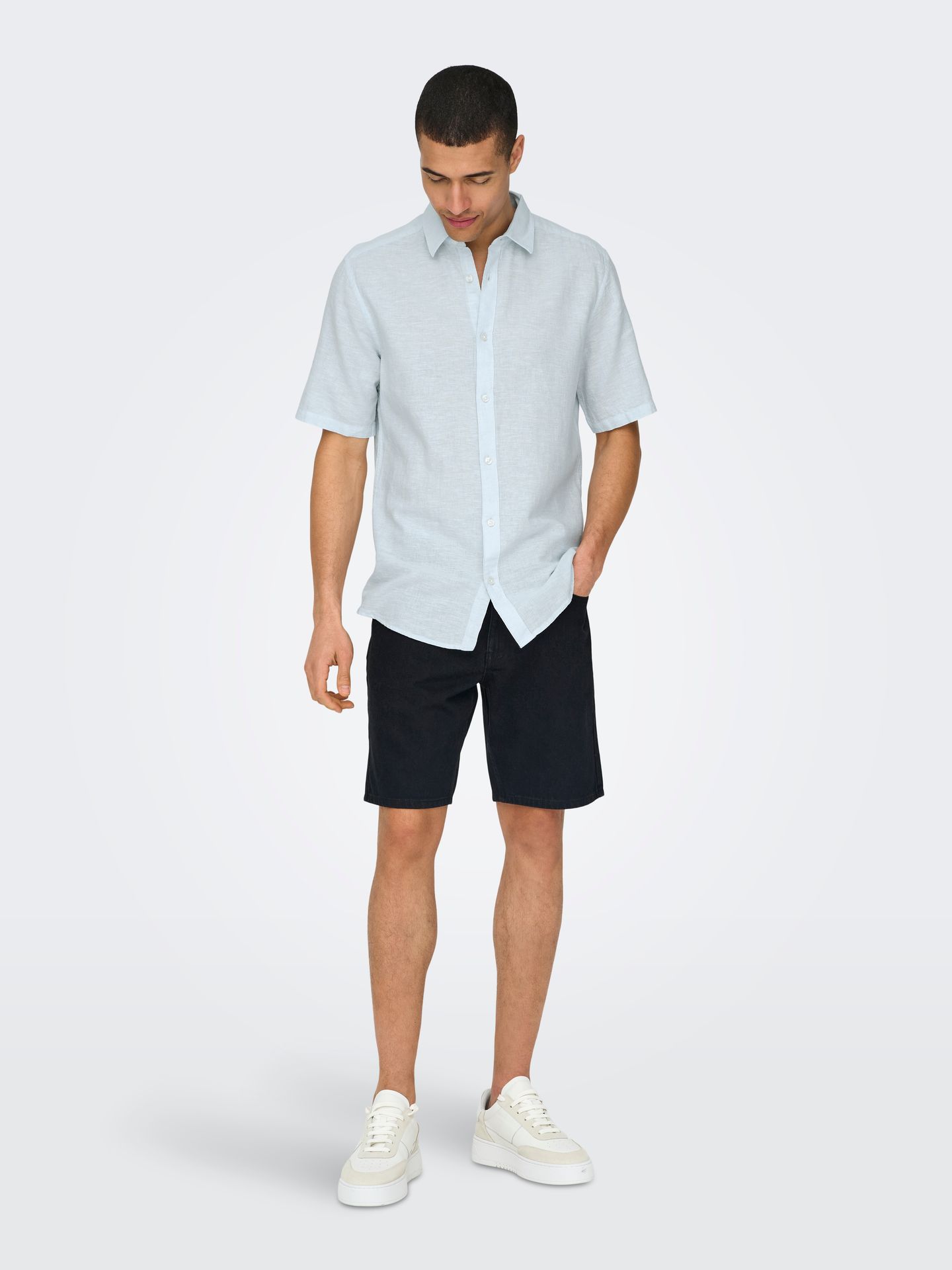 Only & Sons ONSCAIDEN LIFE SS SOLID LINEN BLEND Cashmere Blue 00118208-EKA26011400003339