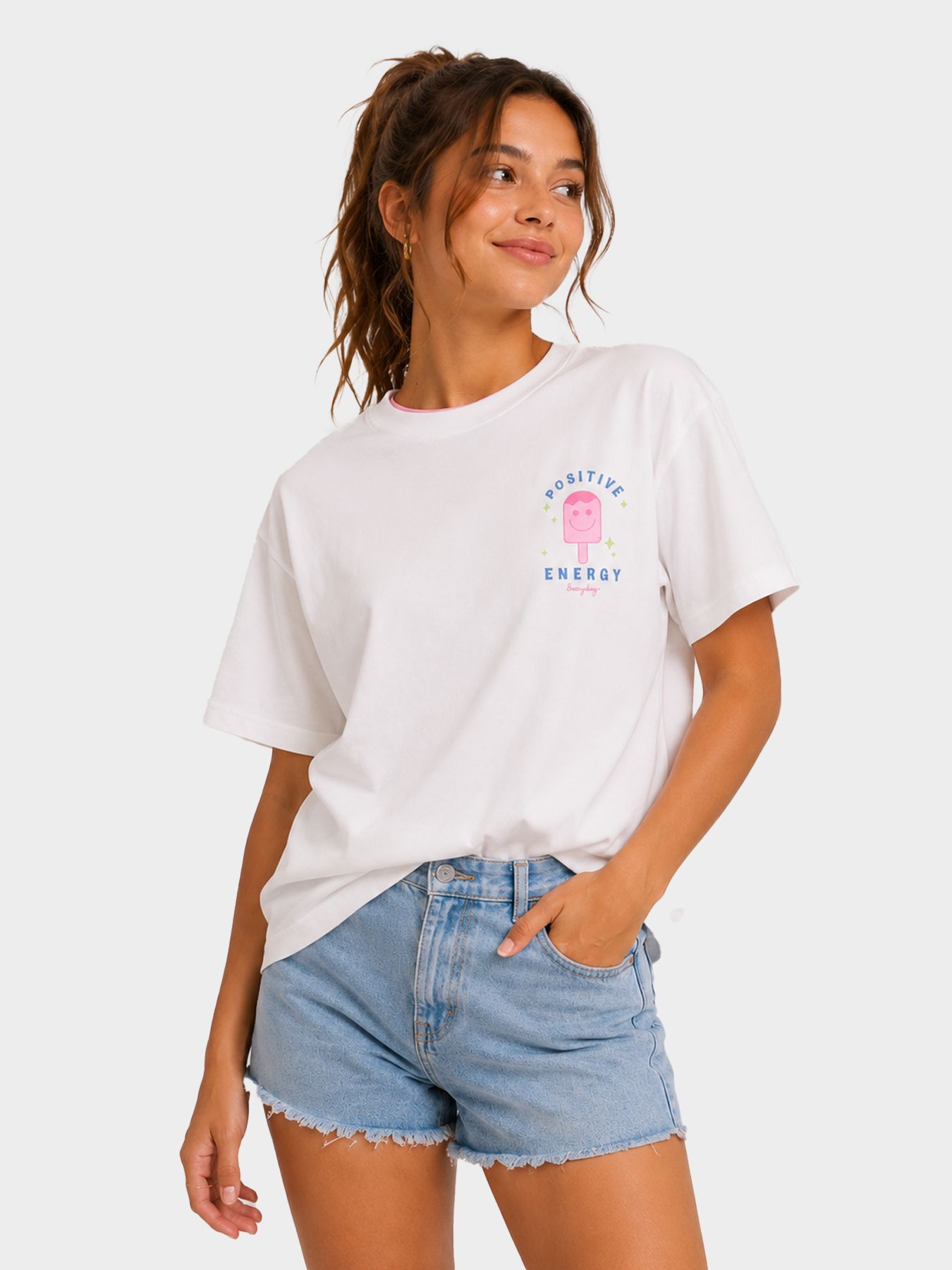 Only KOGROSITA LIFE S/S LOOSE LONG TOP C Cloud Dancer/Pomegranate 00118209-EKA26011400000362