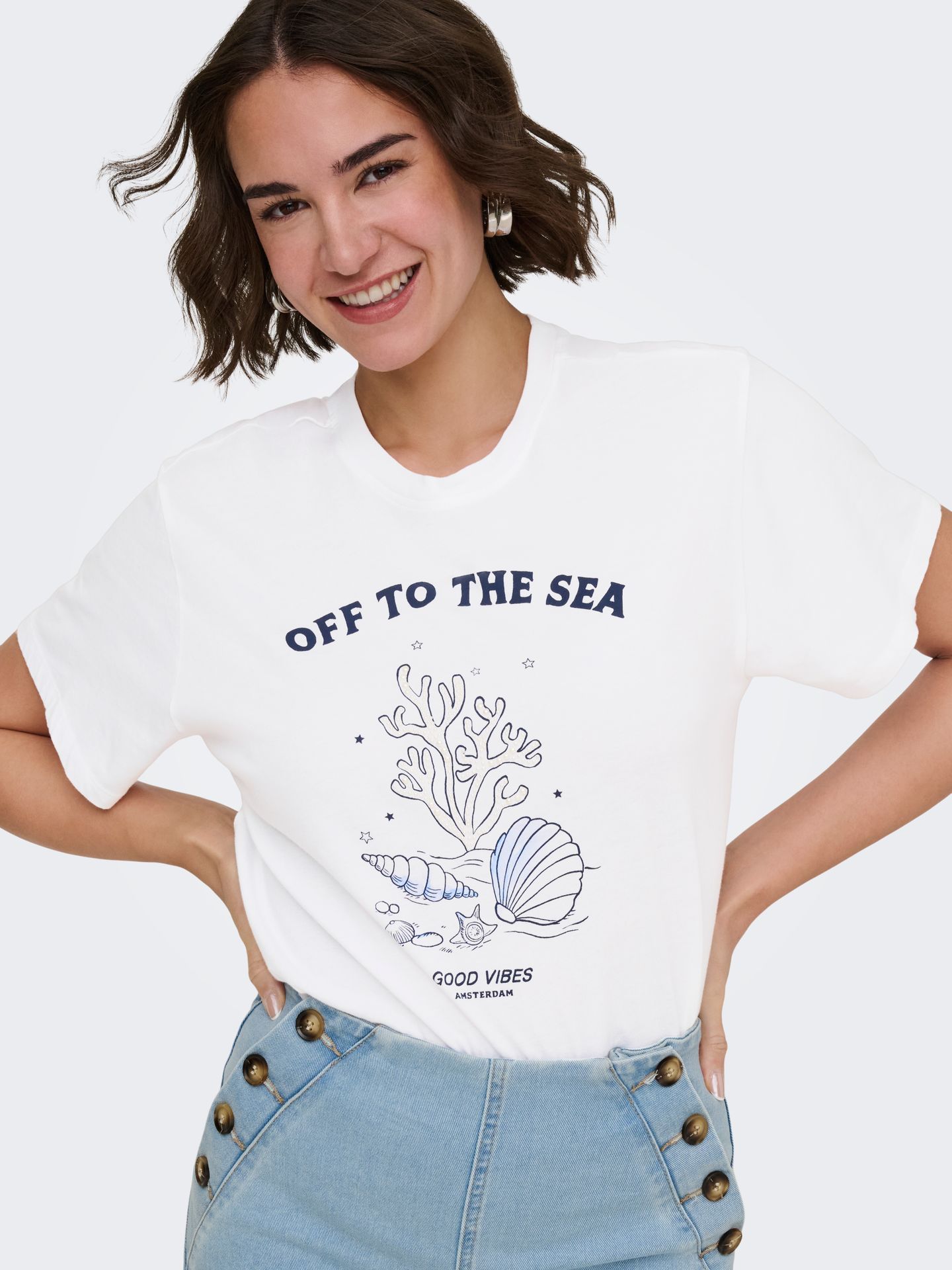 Only ONLCELINE PRINT S/S TOP JRS Bright White/HEART 2900166133049