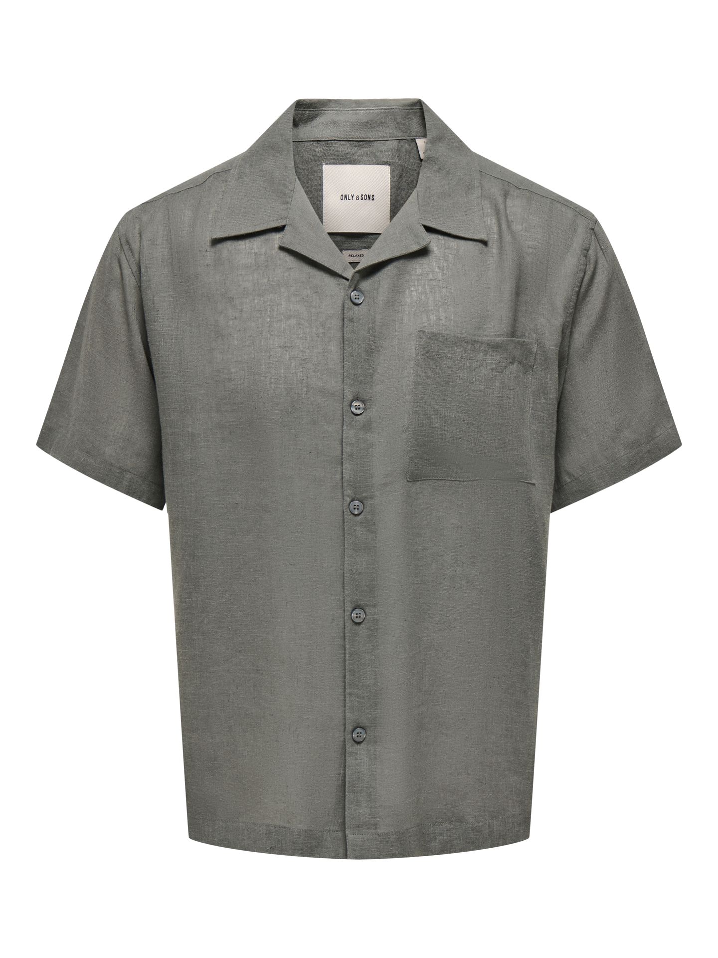 Only & Sons ONSLAURENCE LINEN RESORT COLLAR SS Castor Gray 00118213-EKA26011400000446