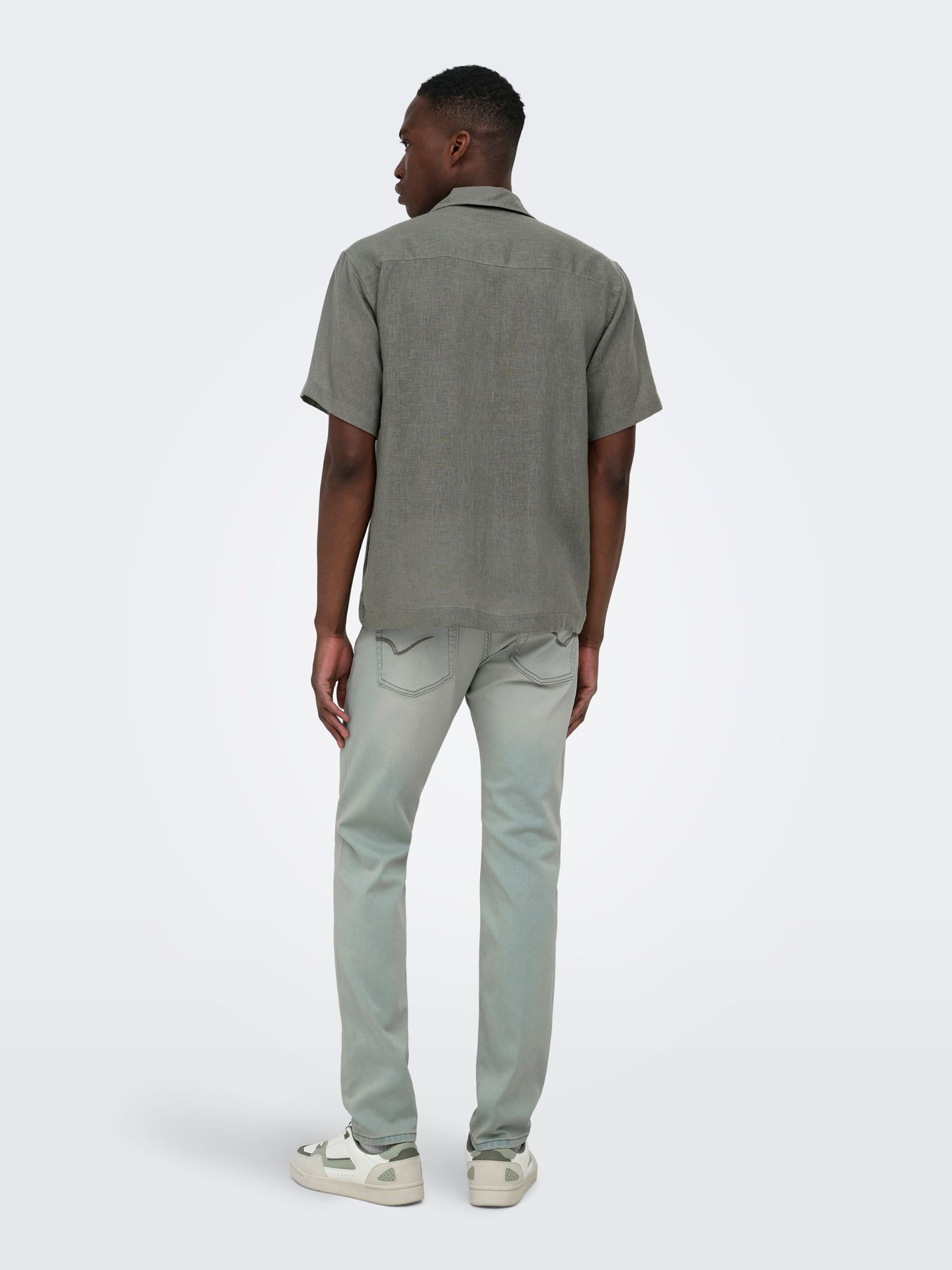 Only & Sons ONSLAURENCE LINEN RESORT COLLAR SS Castor Gray 2900166140054