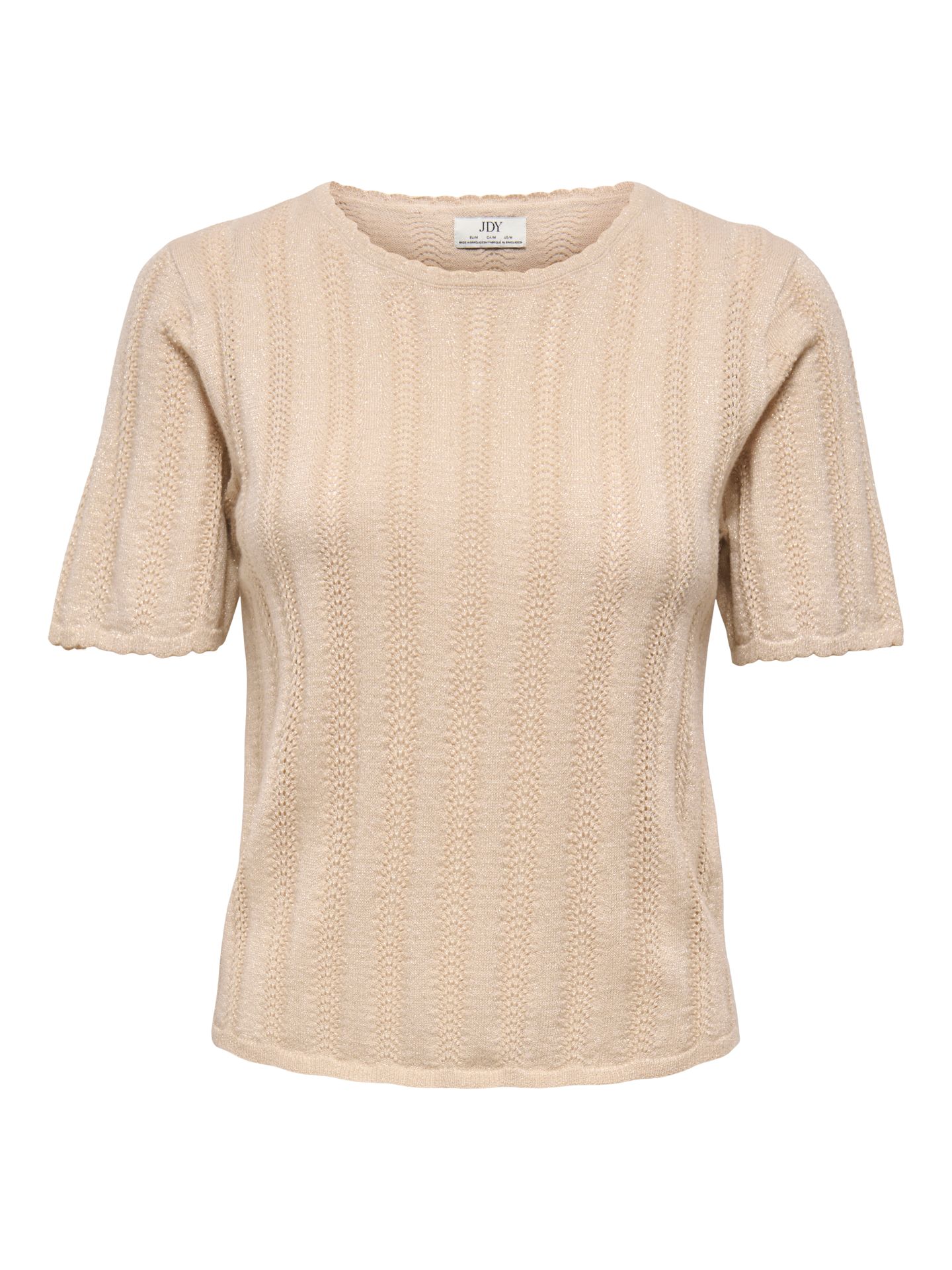 JDY JDYBEAUTY 2/4 O-NECK PULLOVER KNT Tapioca/W DTM LUREX 00118215-EKA26011400003476