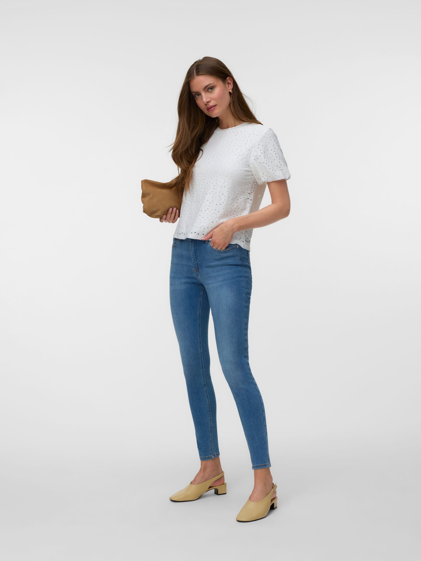 Vero Moda VMTASSA LIV BALLOON SLEEVE TOP JRS Snow White 00118220-EKA26011400000350