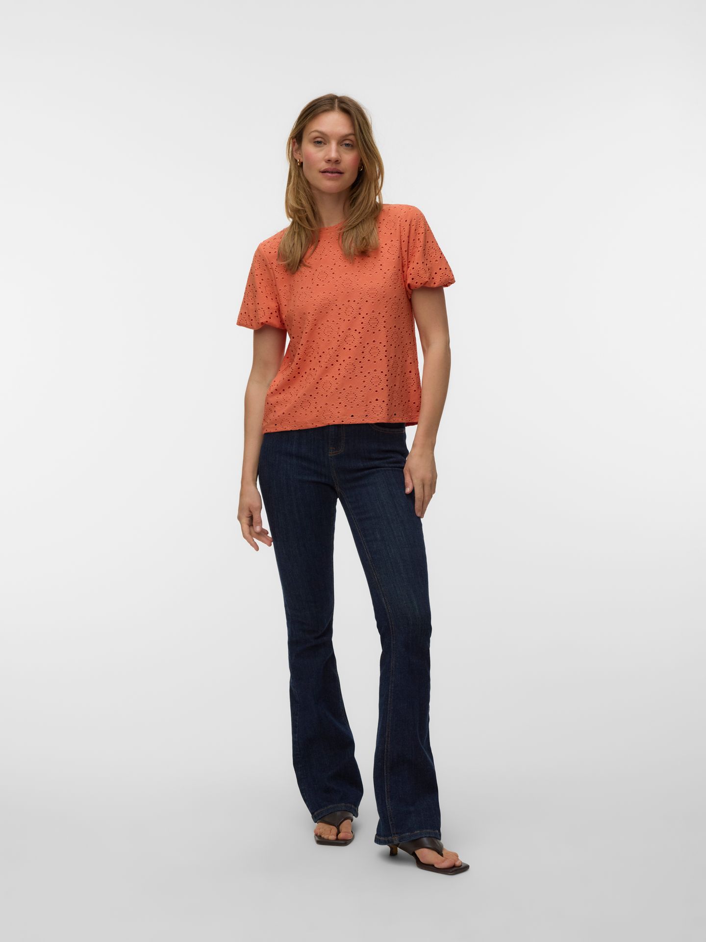 Vero Moda VMTASSA LIV BALLOON SLEEVE TOP JRS Langoustino 2900166170037