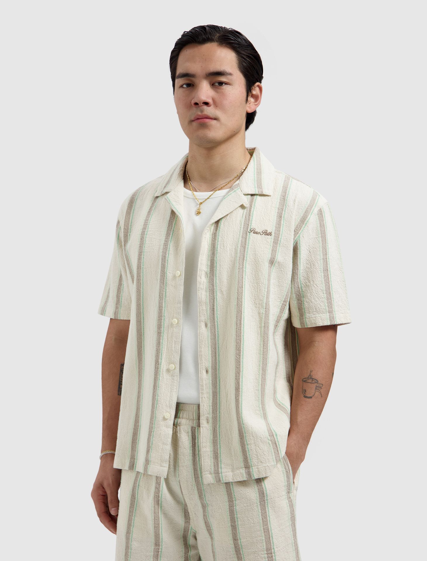 Pure Path Striped Shortsleeved Shirt 54 ecru 00118232-EKA26015200000003