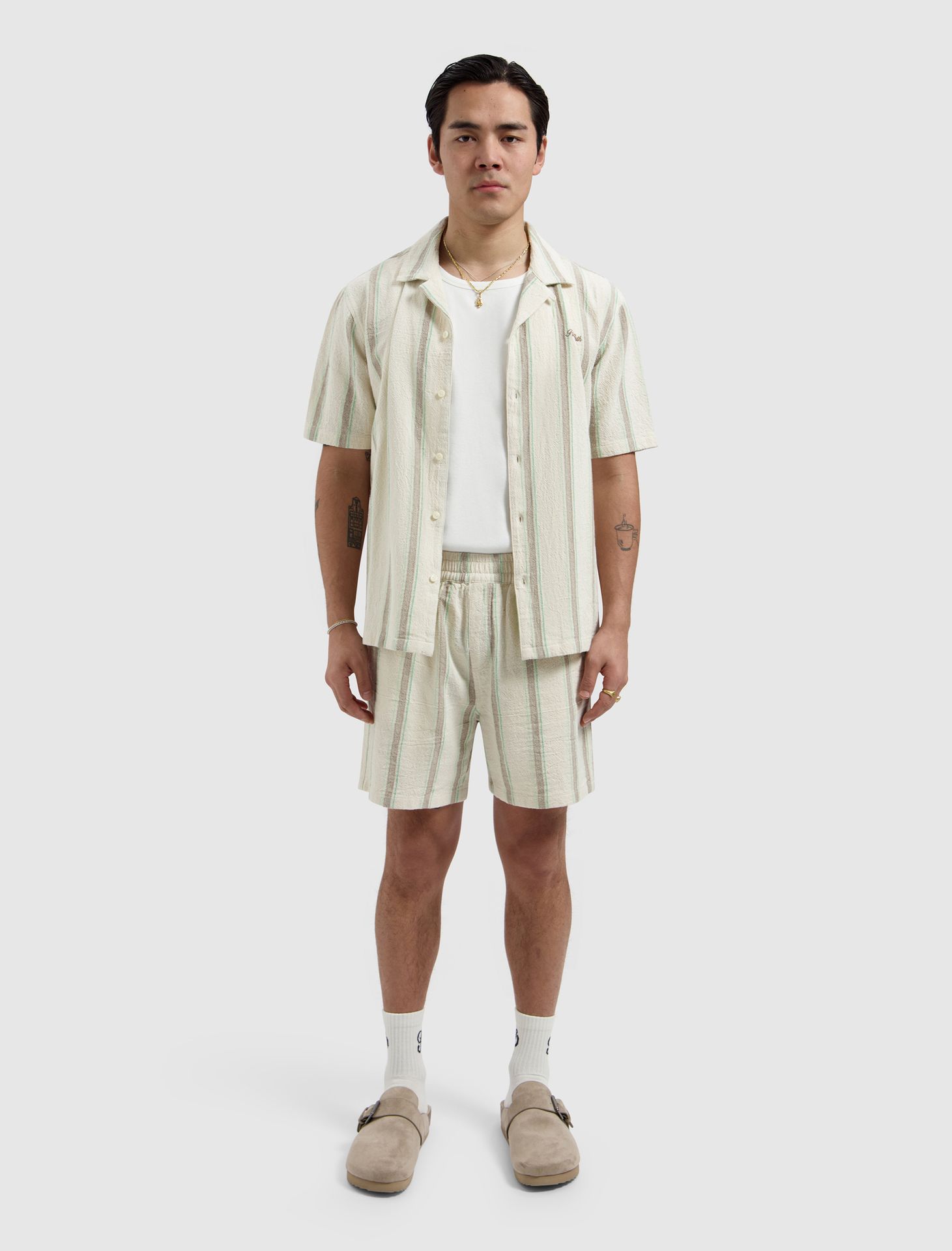 Pure Path Striped Shortsleeved Shirt 54 ecru 2900166196044