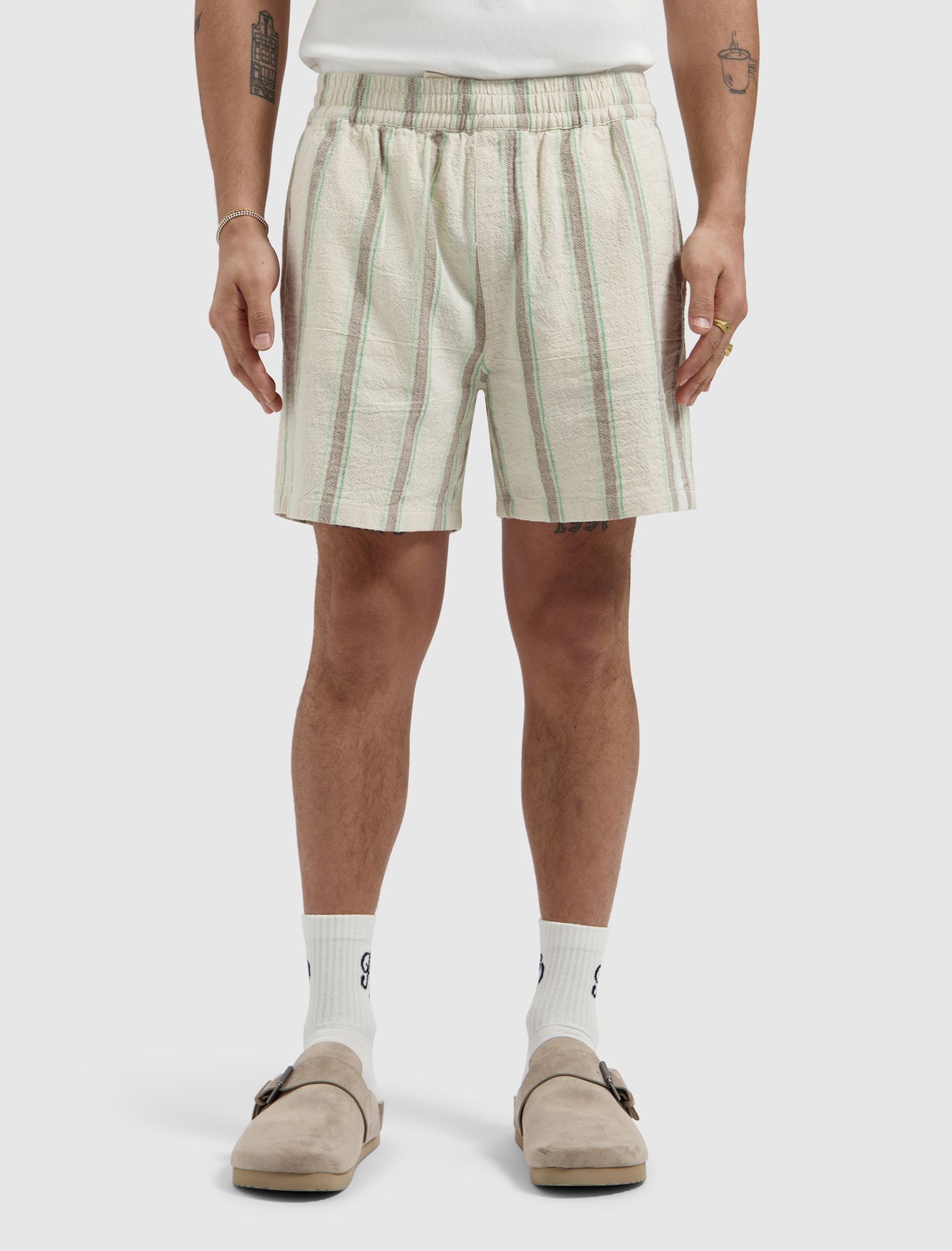 Pure Path Striped Shorts 54 ecru 00118233-EKA26015200000003