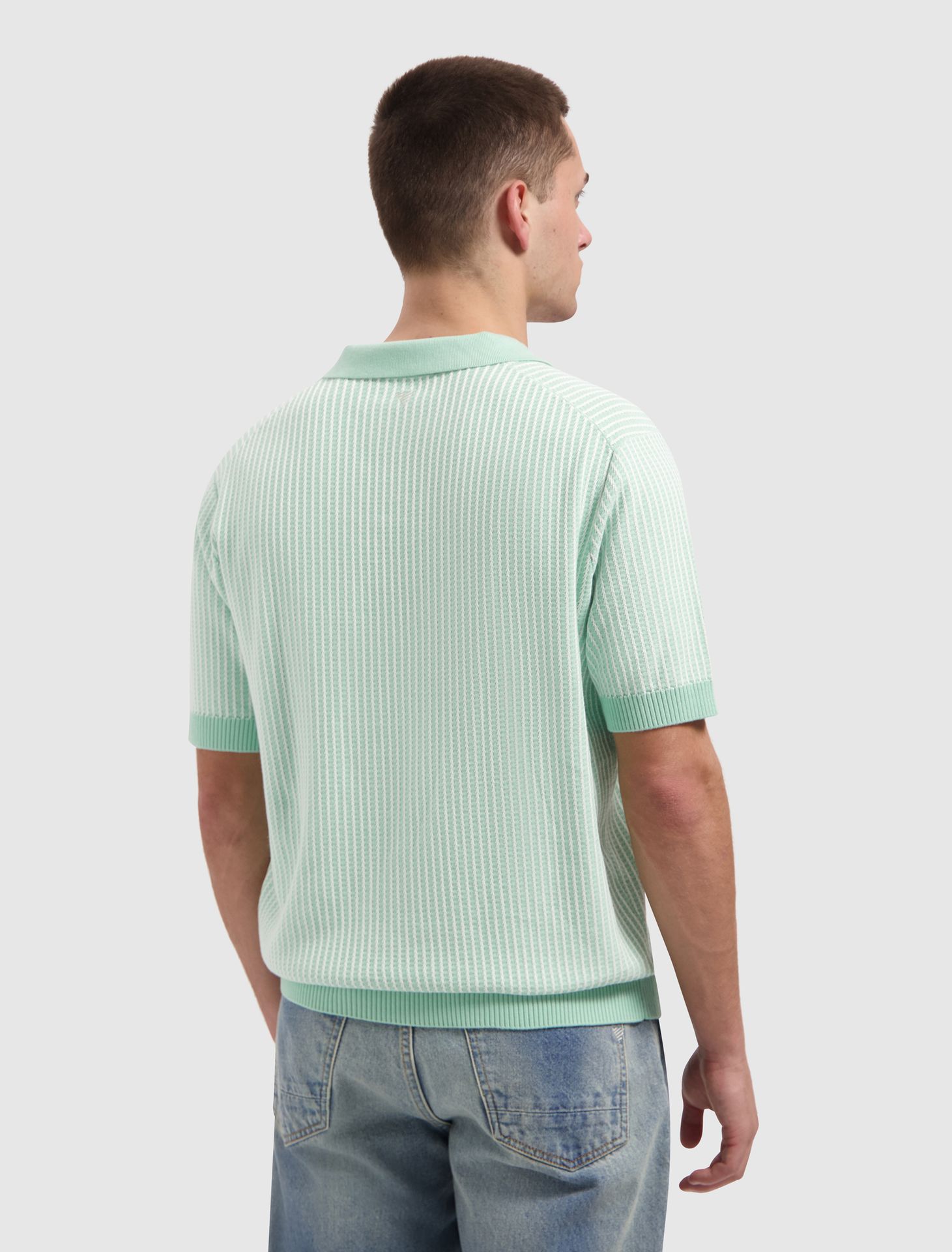 Pure Path Ladder Stitch Knit Polo 14 mint 2900166200031