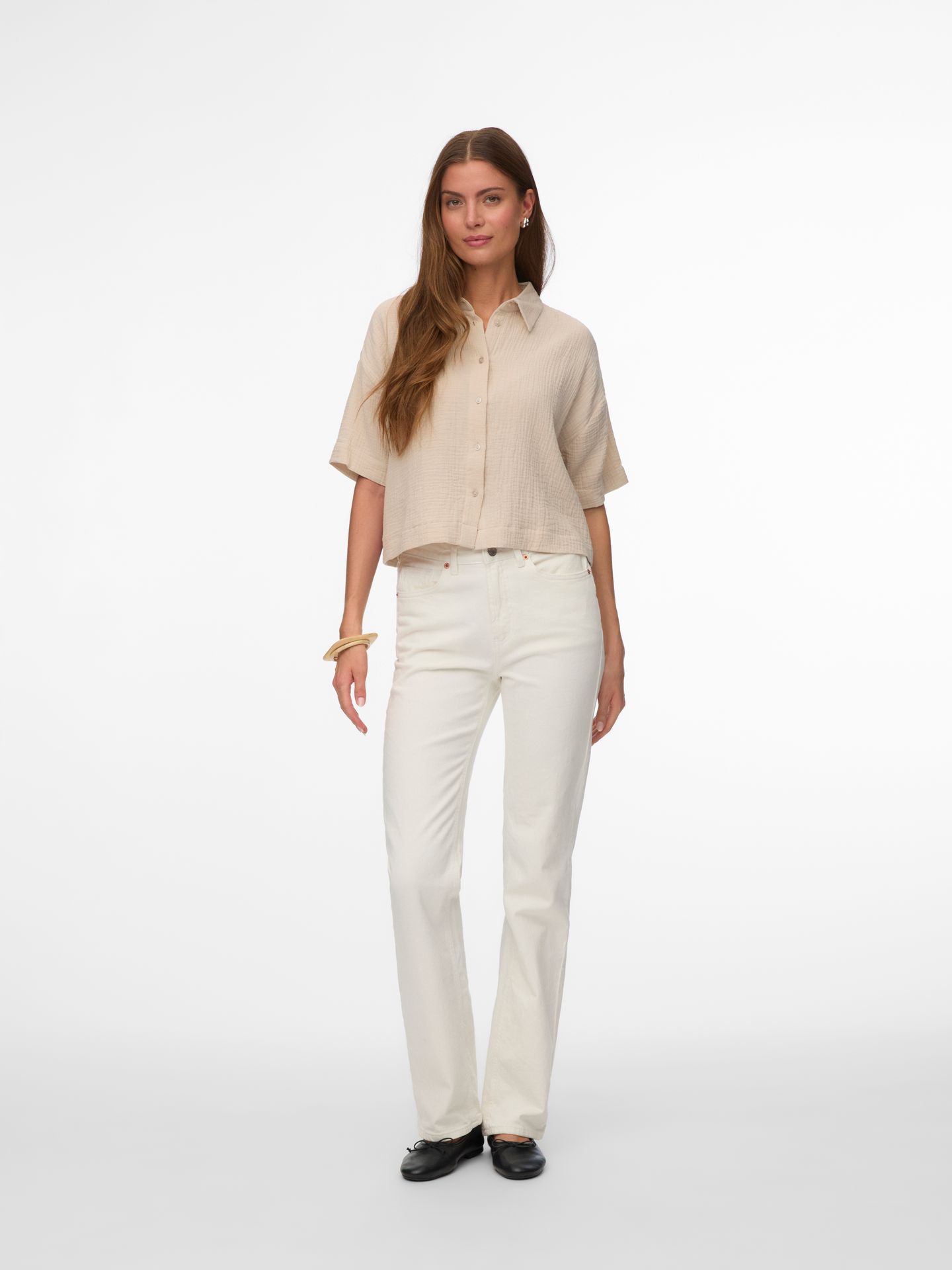 Vero Moda VMNATALI SS CROP SHIRT WVN NOOS Silver Lining 00118243-EKA26011400000802