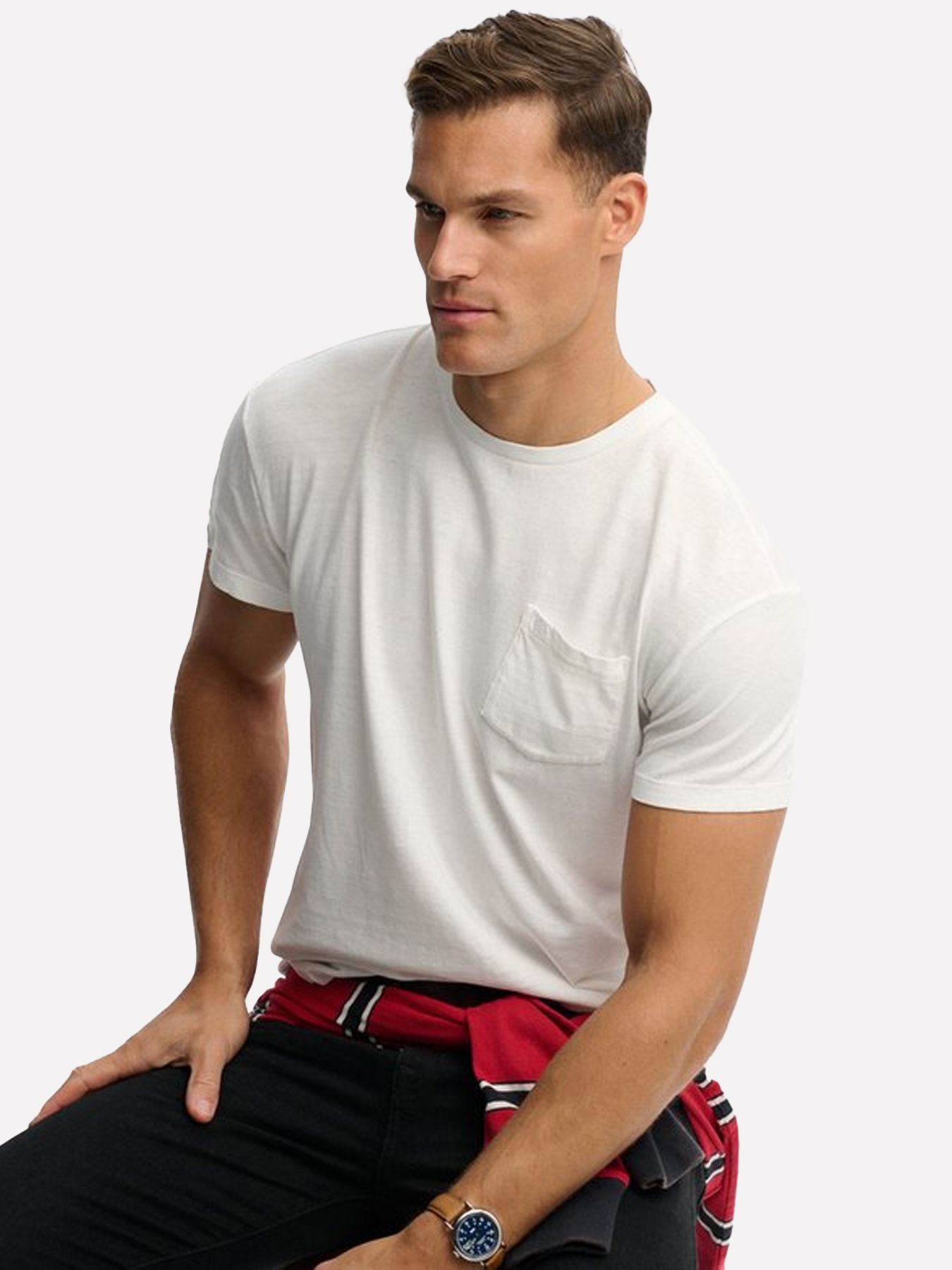 Superdry Cotton classic linen pkt tee White 2900166243076