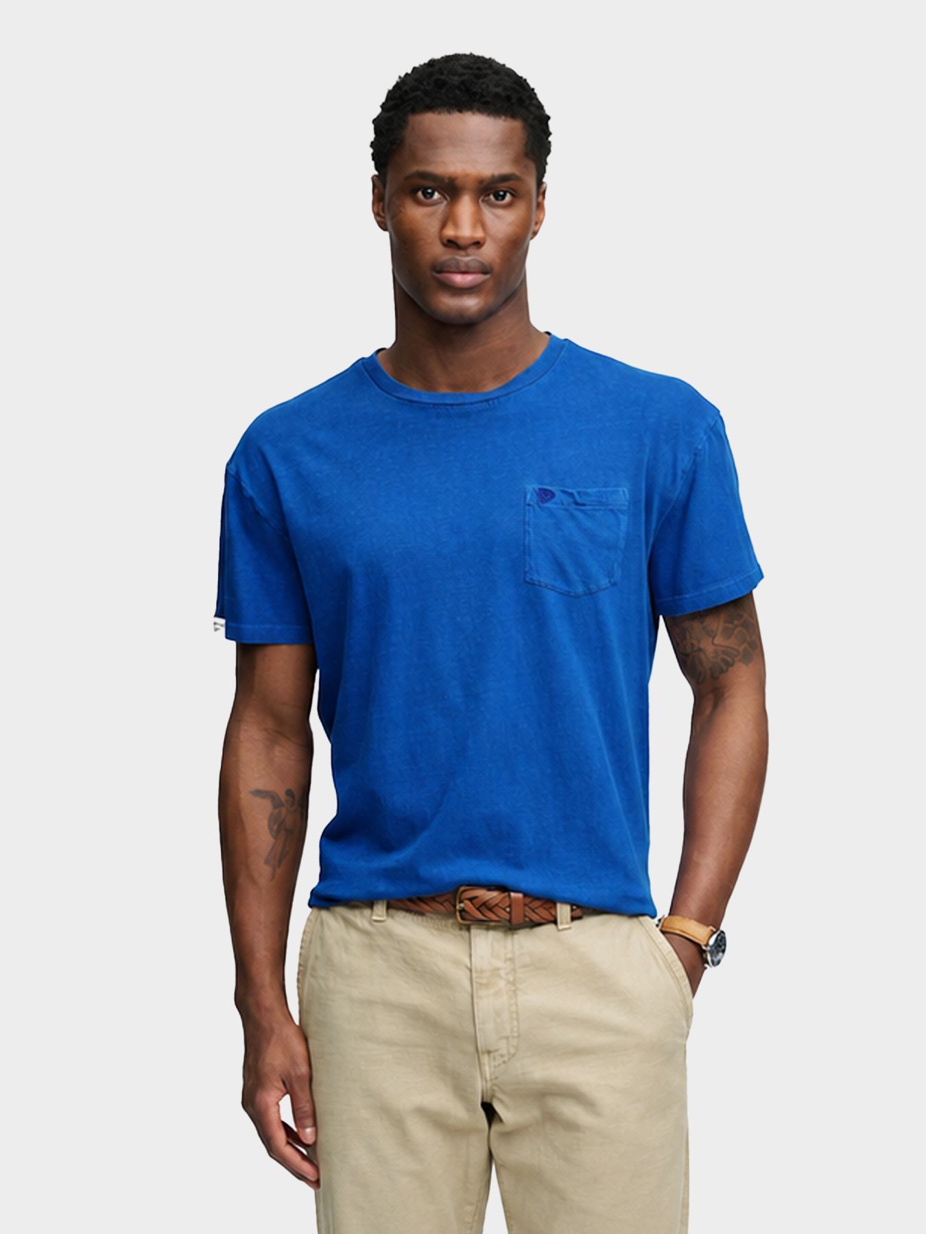 Superdry Cotton classic linen pkt tee Blue 00118247-9FJ