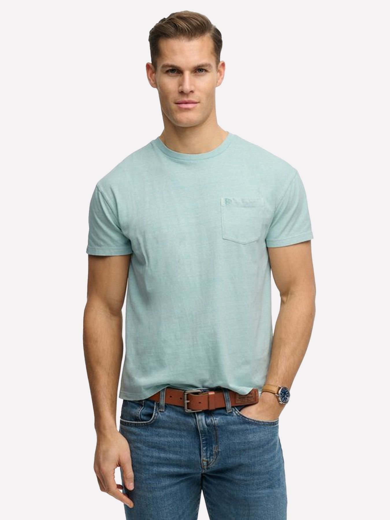 Superdry Cotton classic linen pkt tee Aquamarin 00118247-9WT
