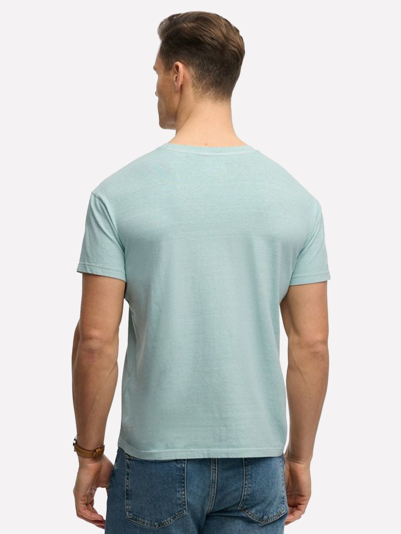 Superdry Cotton classic linen pkt tee Aquamarin 2900166242079
