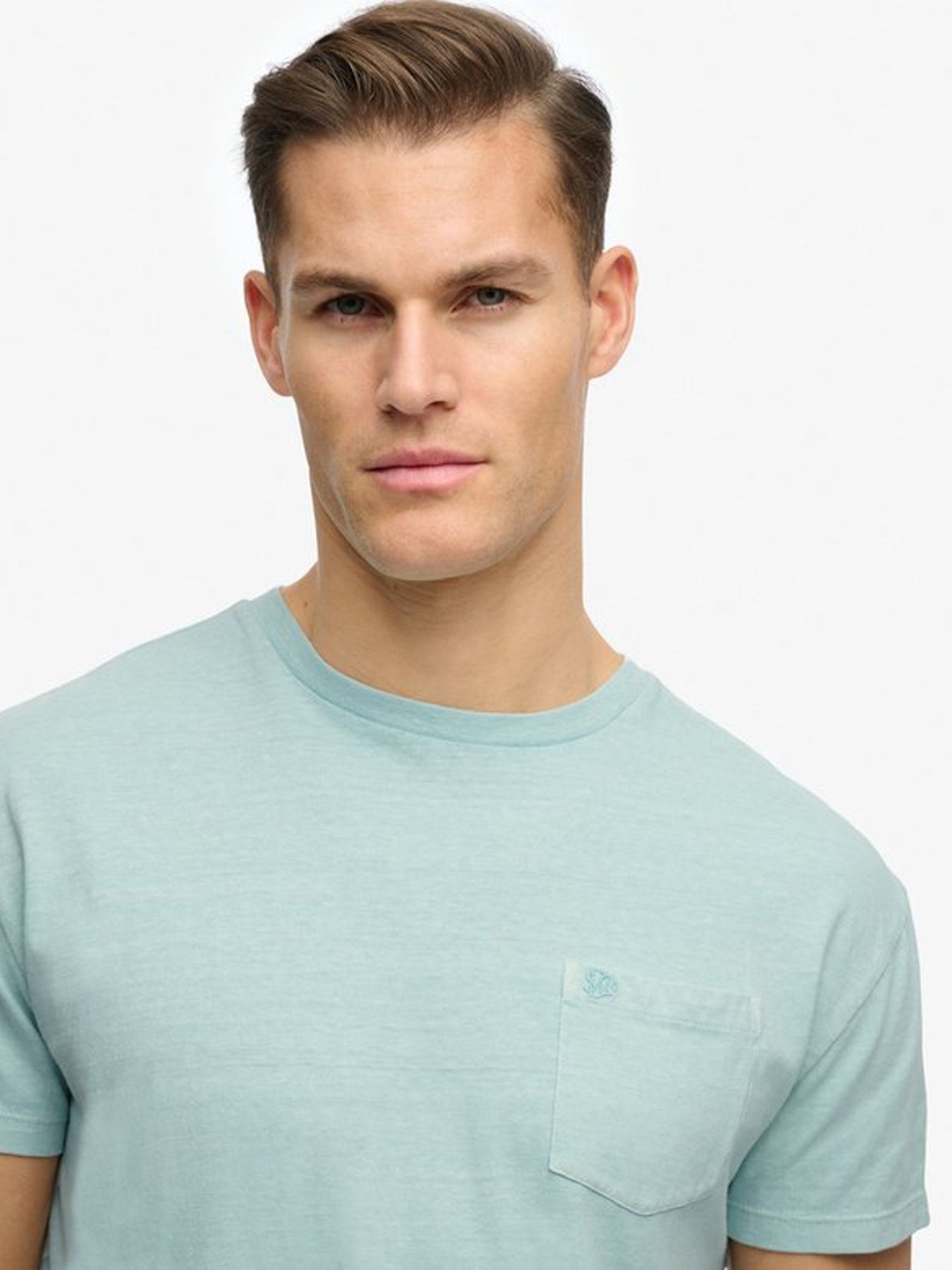 Superdry Cotton classic linen pkt tee Aquamarin 2900166242079