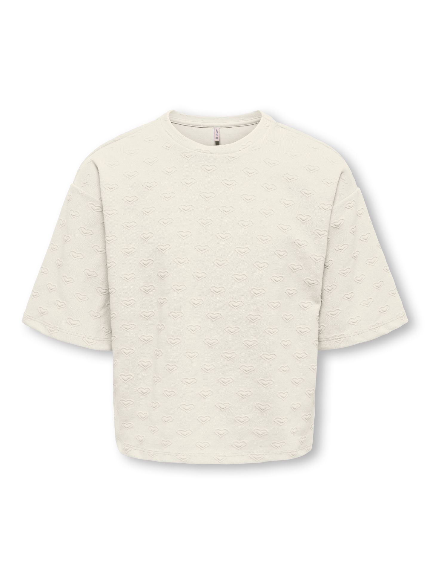 Only KOGSIMONE S/S HEART O-NECK SWT Tofu/Black Bean 2900166262022